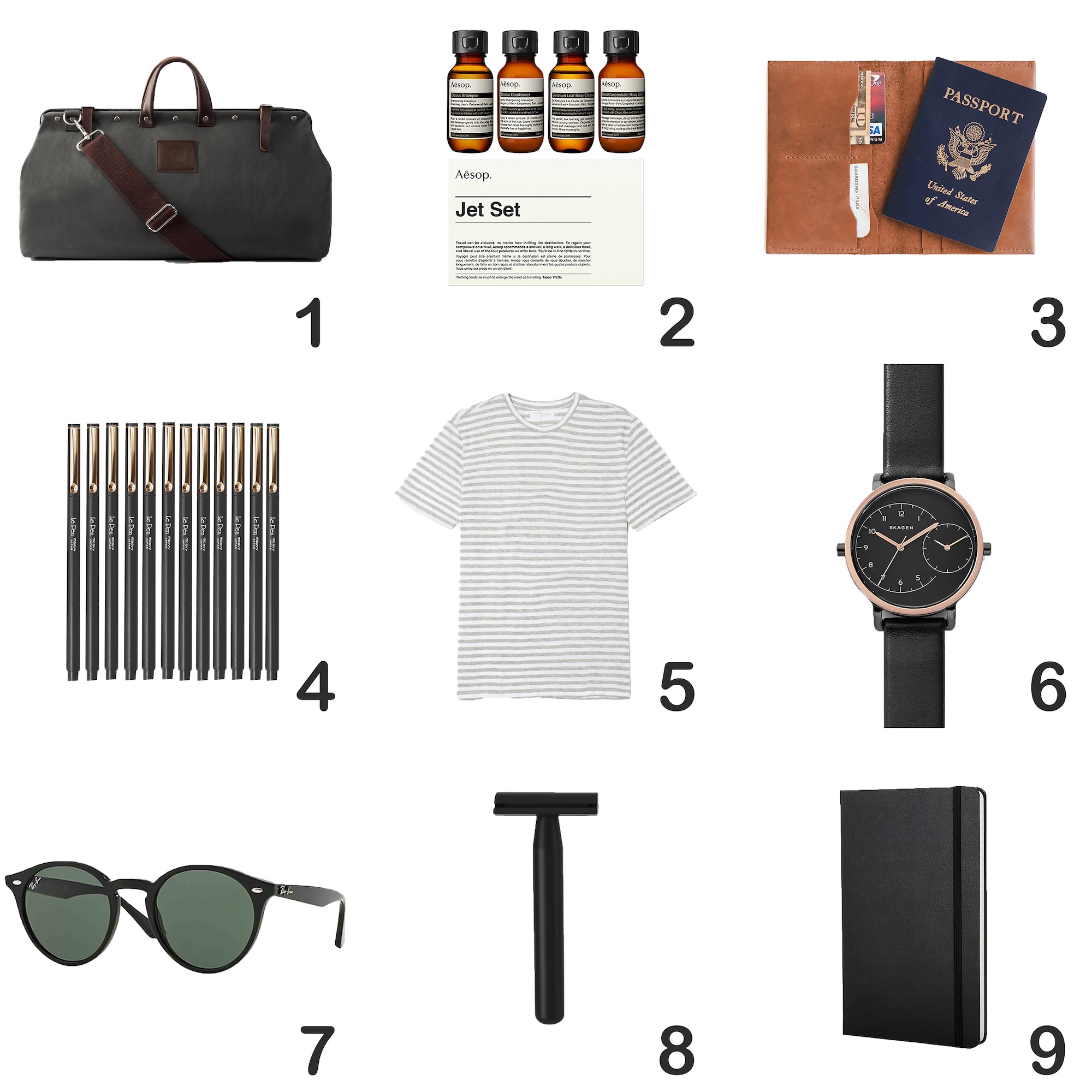 A collage of nine items for Father's Day gifts