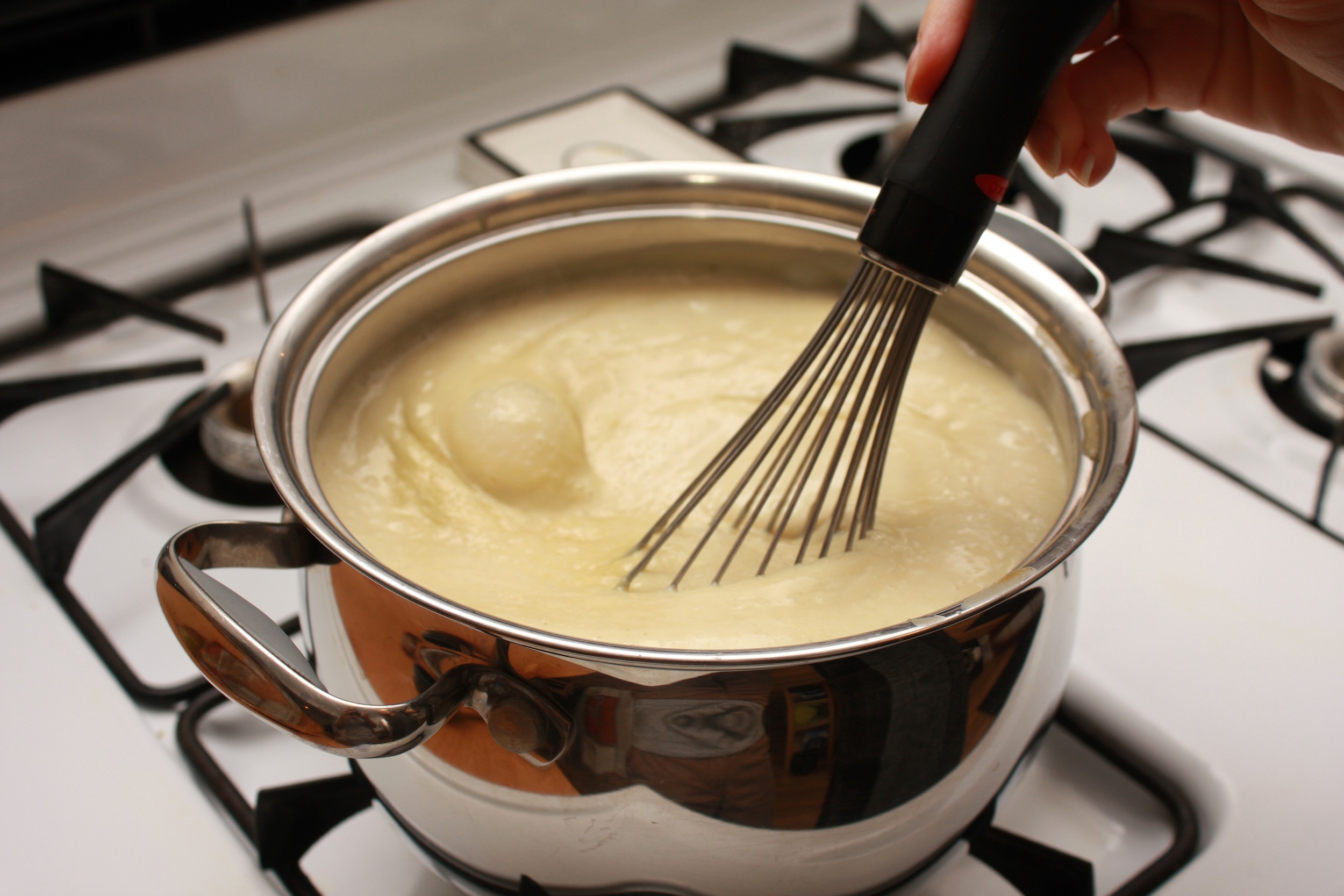 Stirring the boiling Pistachio Ice Cream