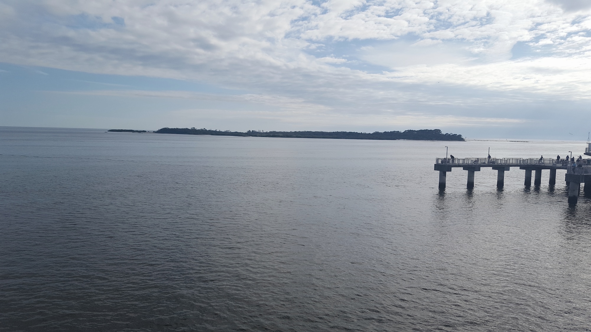 View of the pier from Steamers restaurant in Cedar Key