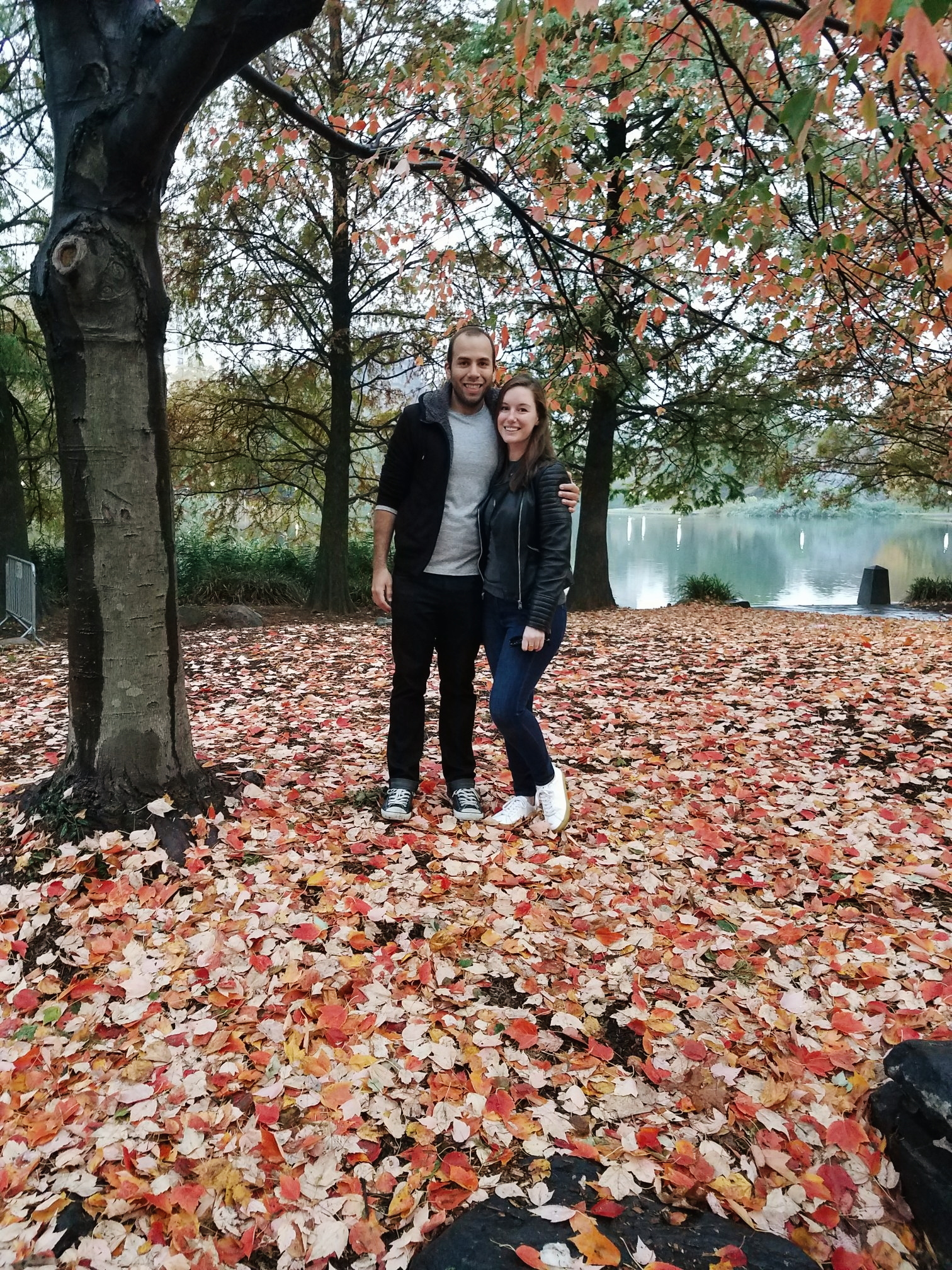 Alyssa and Michael smile for a photo in Central Park