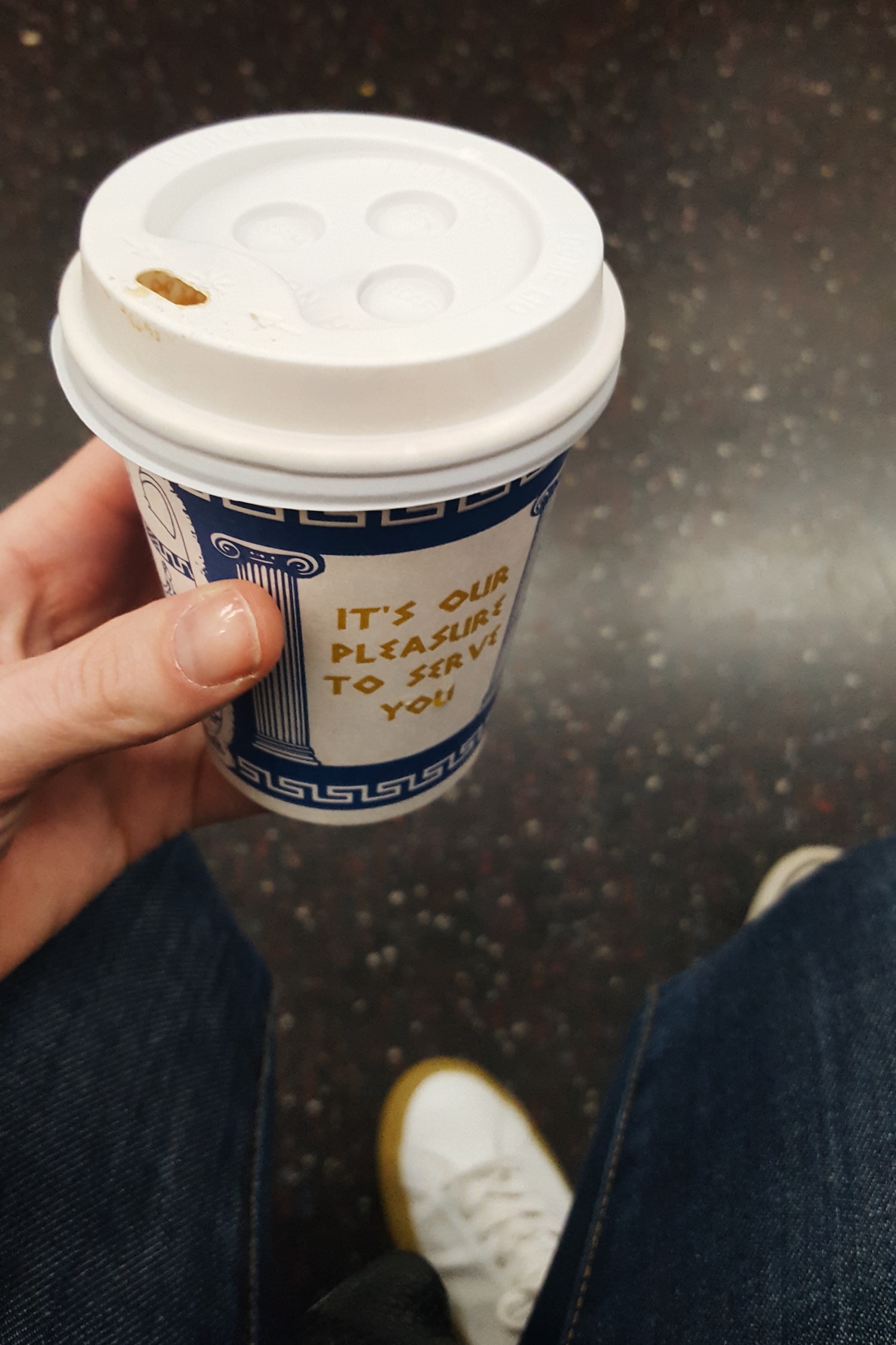 Typical blue coffee cup