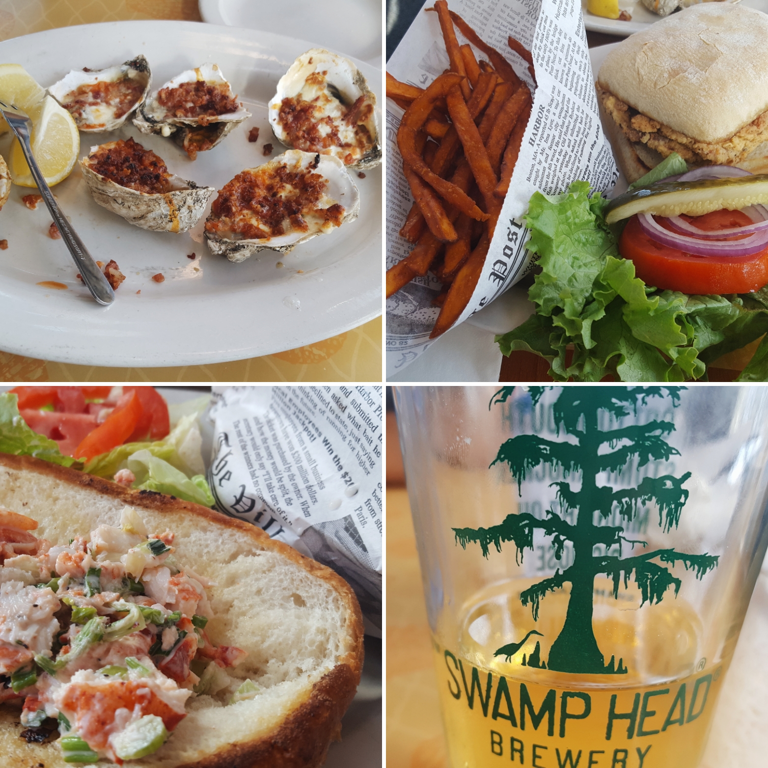 A collage of dishes from Steamers Cedar Key