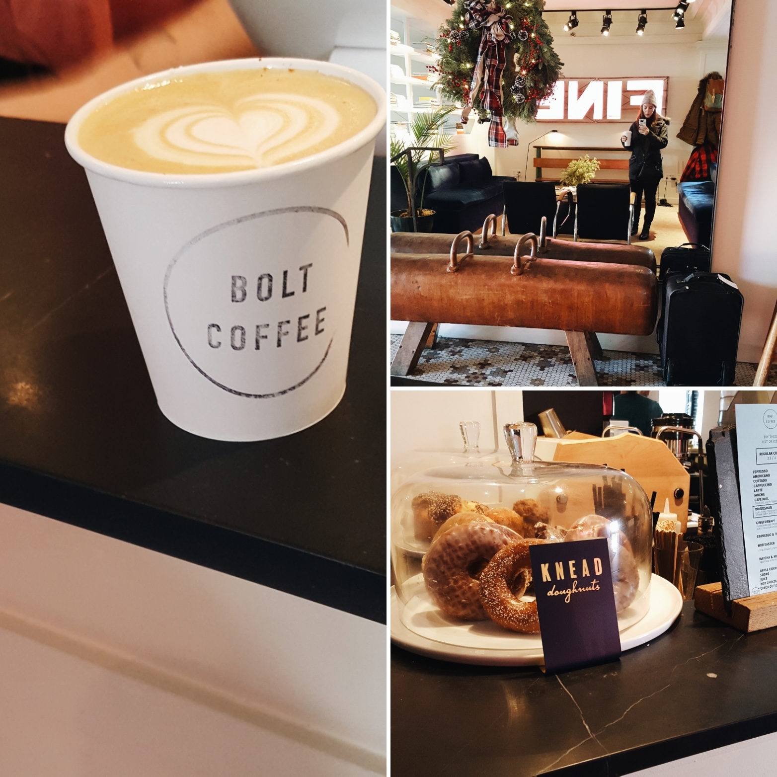 Collage of images at Bolt Coffee