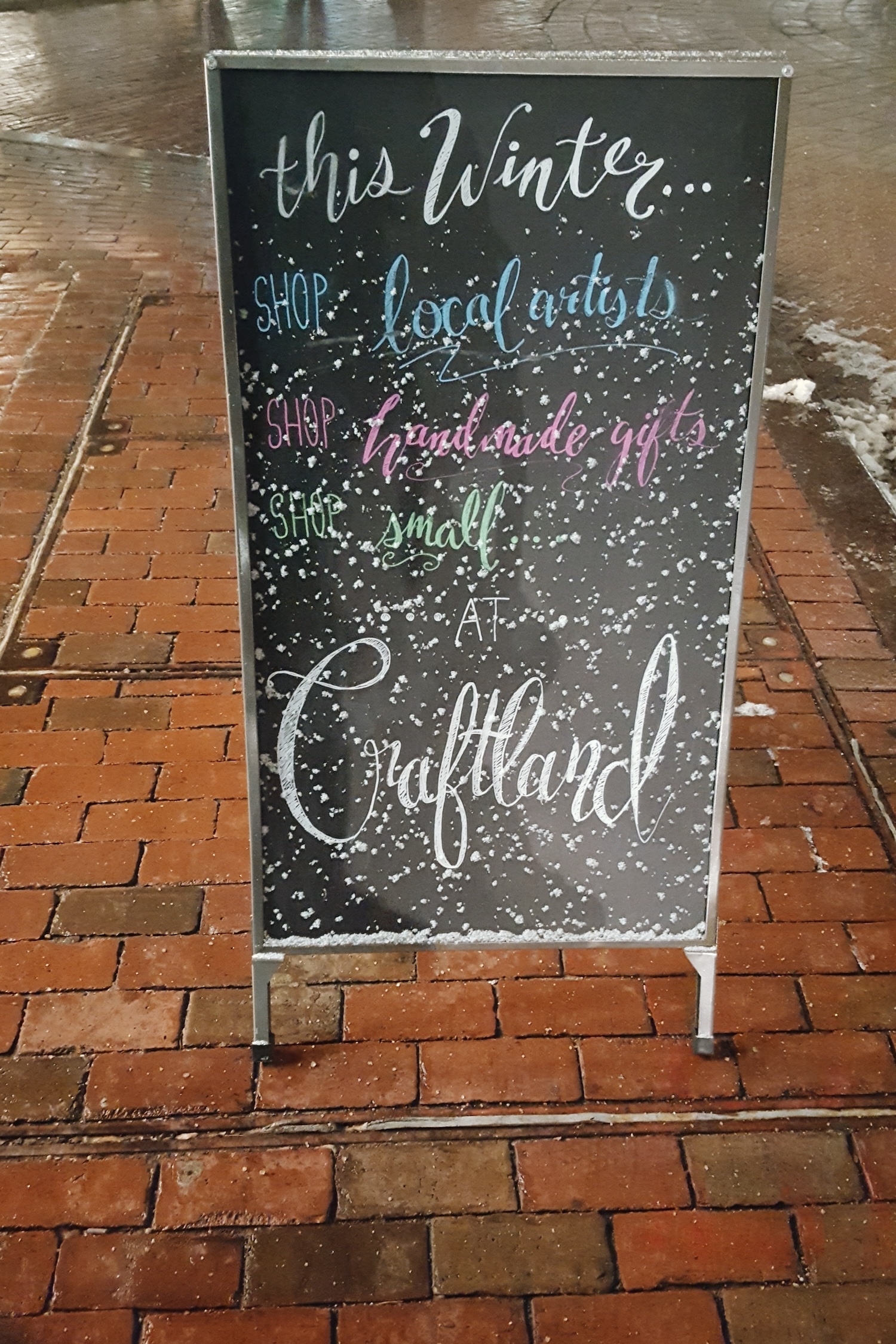 A sign for Craftland in Providence