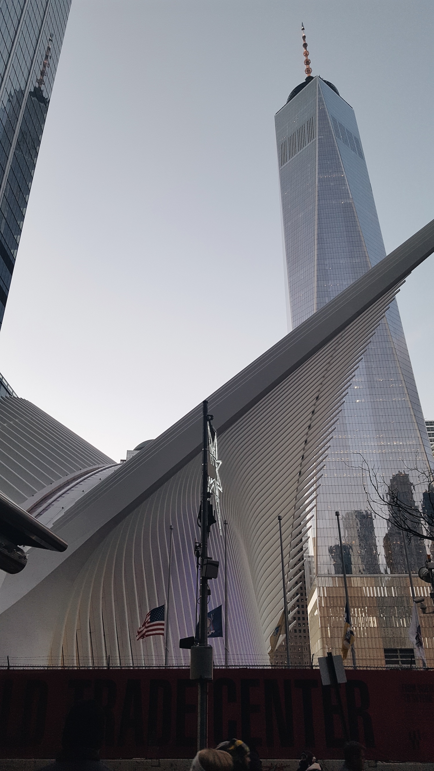 A photo of both The Oculus and One World Trade Center