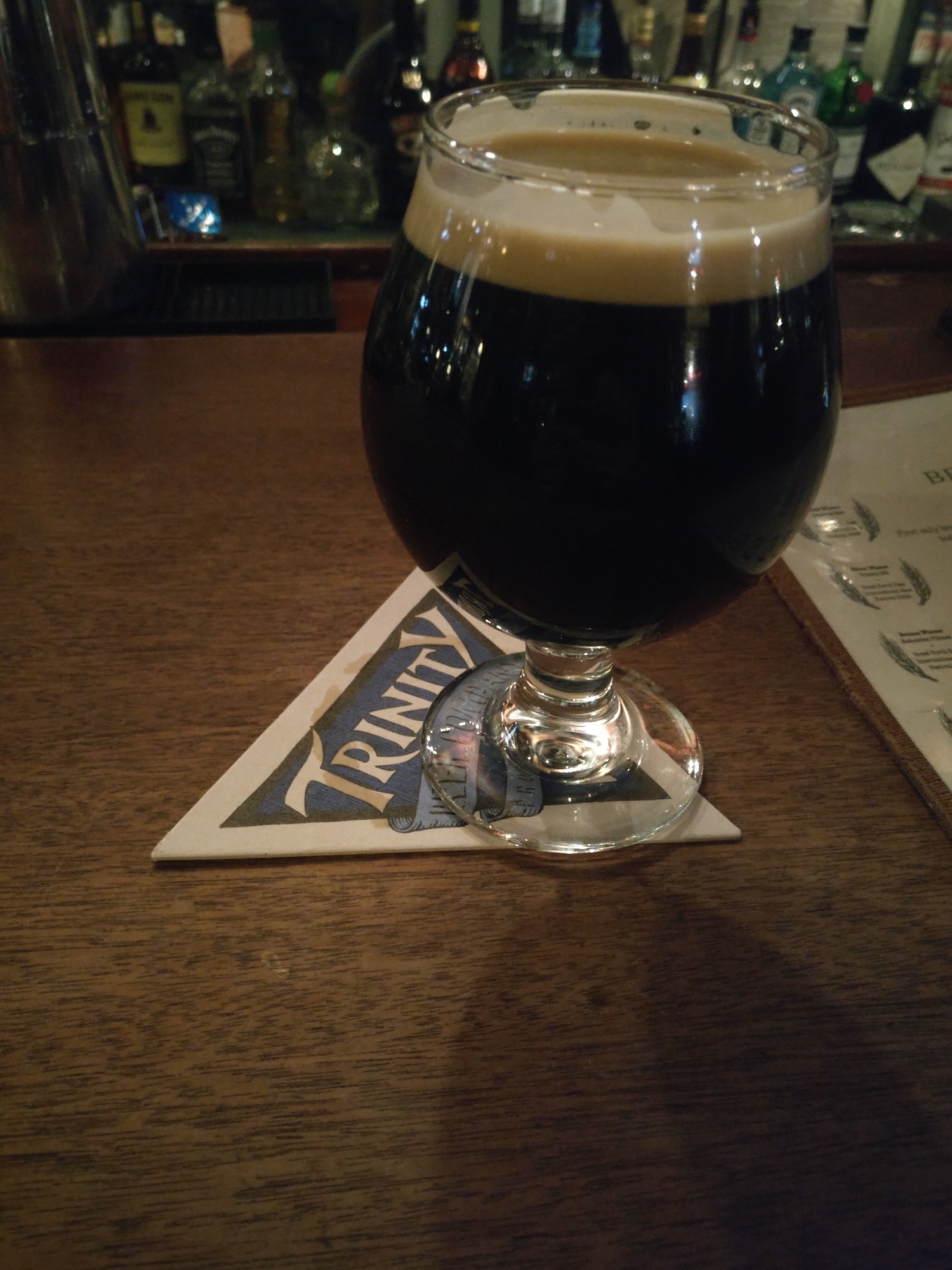 A snifter of beer from Trinity Brewhouse in Providence