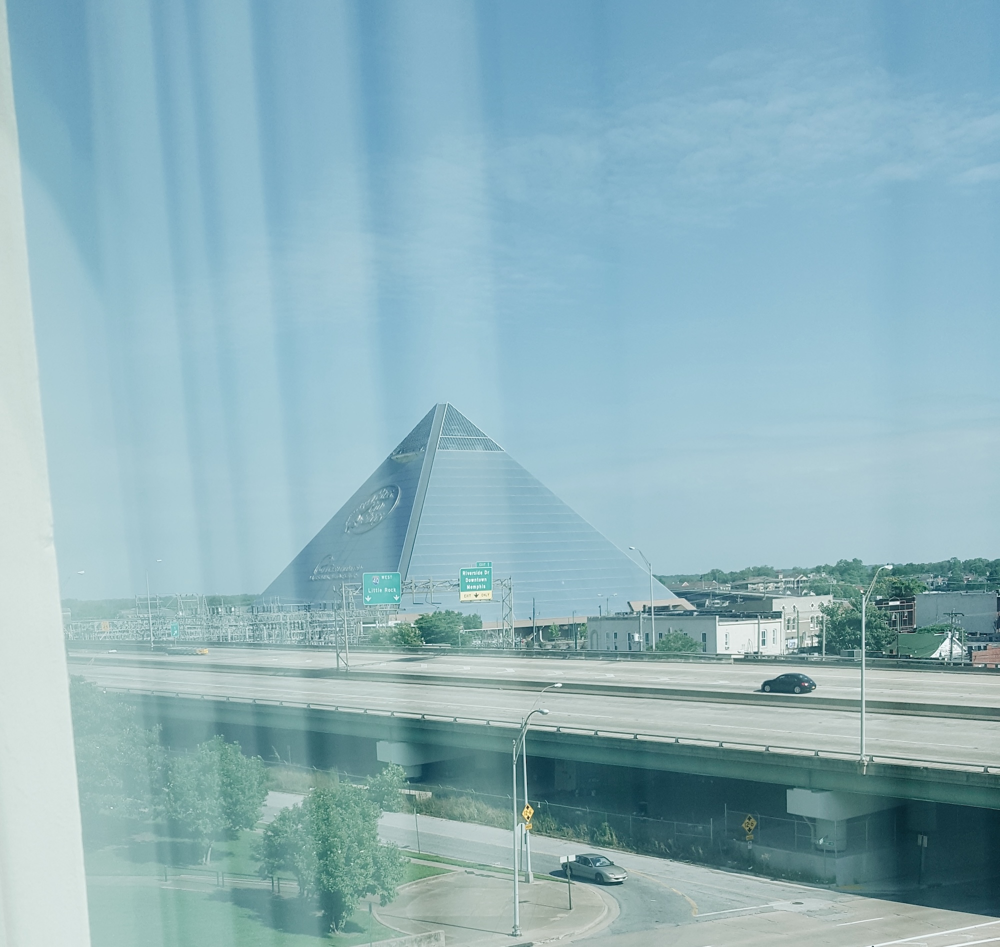 The Bass Pro Pyramid seen from the road