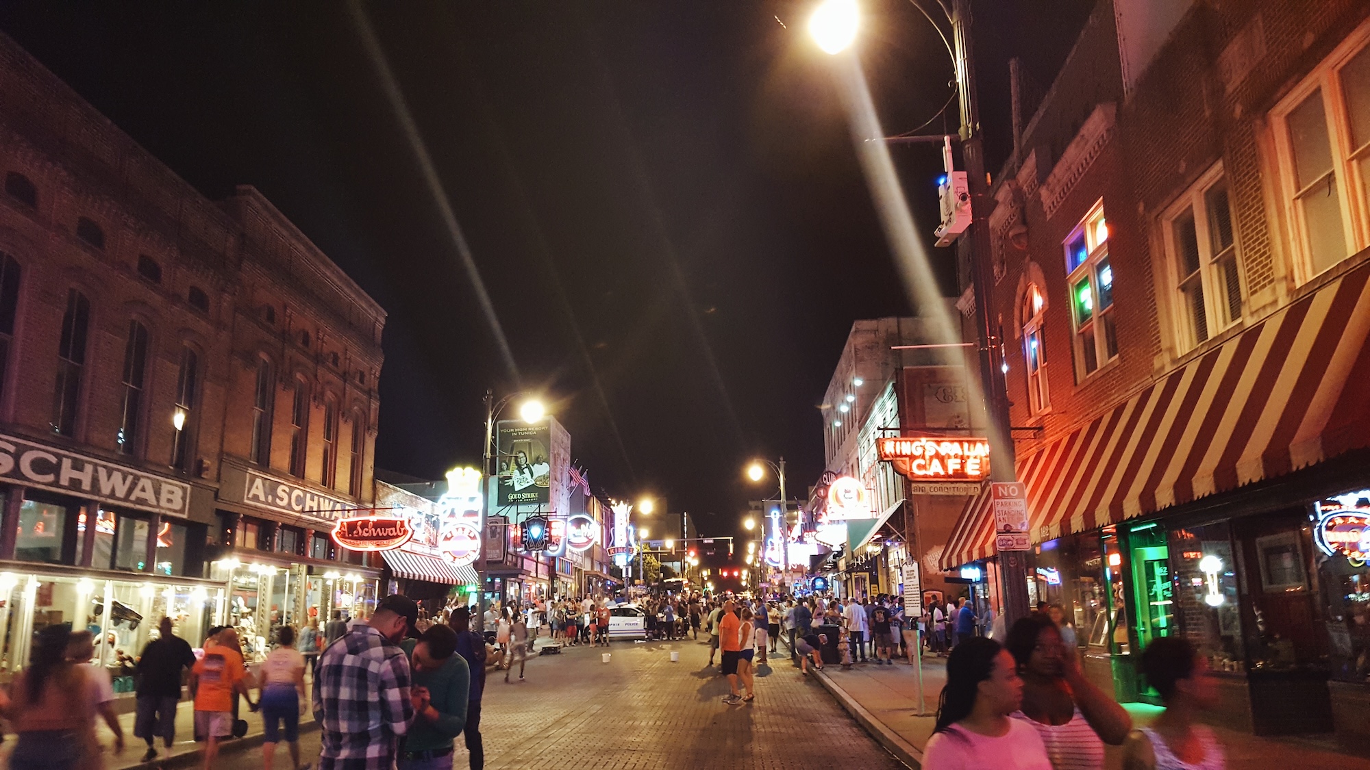 Beale Street in Memphis at night