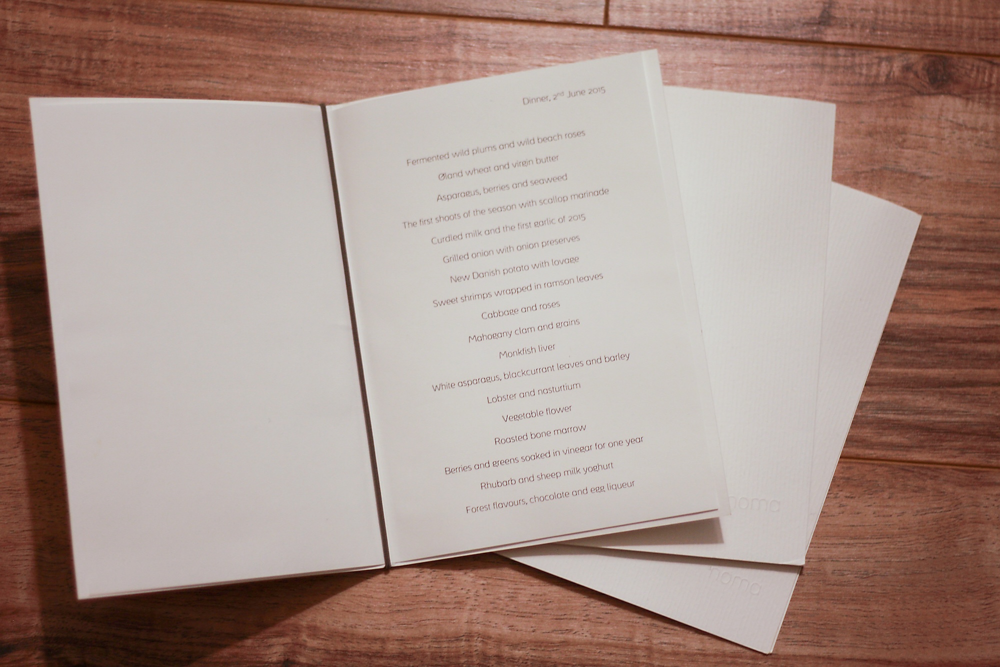 noma copenhagen menu on June 2, 2015