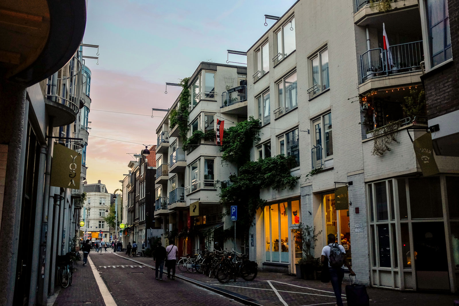 Shoppers on a street in Amsterdam