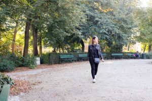 Alyssa walks in Koningin Astridpark, featured in In Bruges