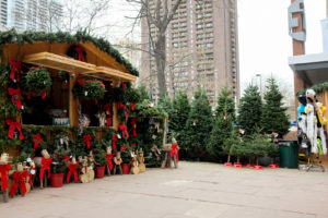 A selection of Christmas trees at the Christkindl Market Denver