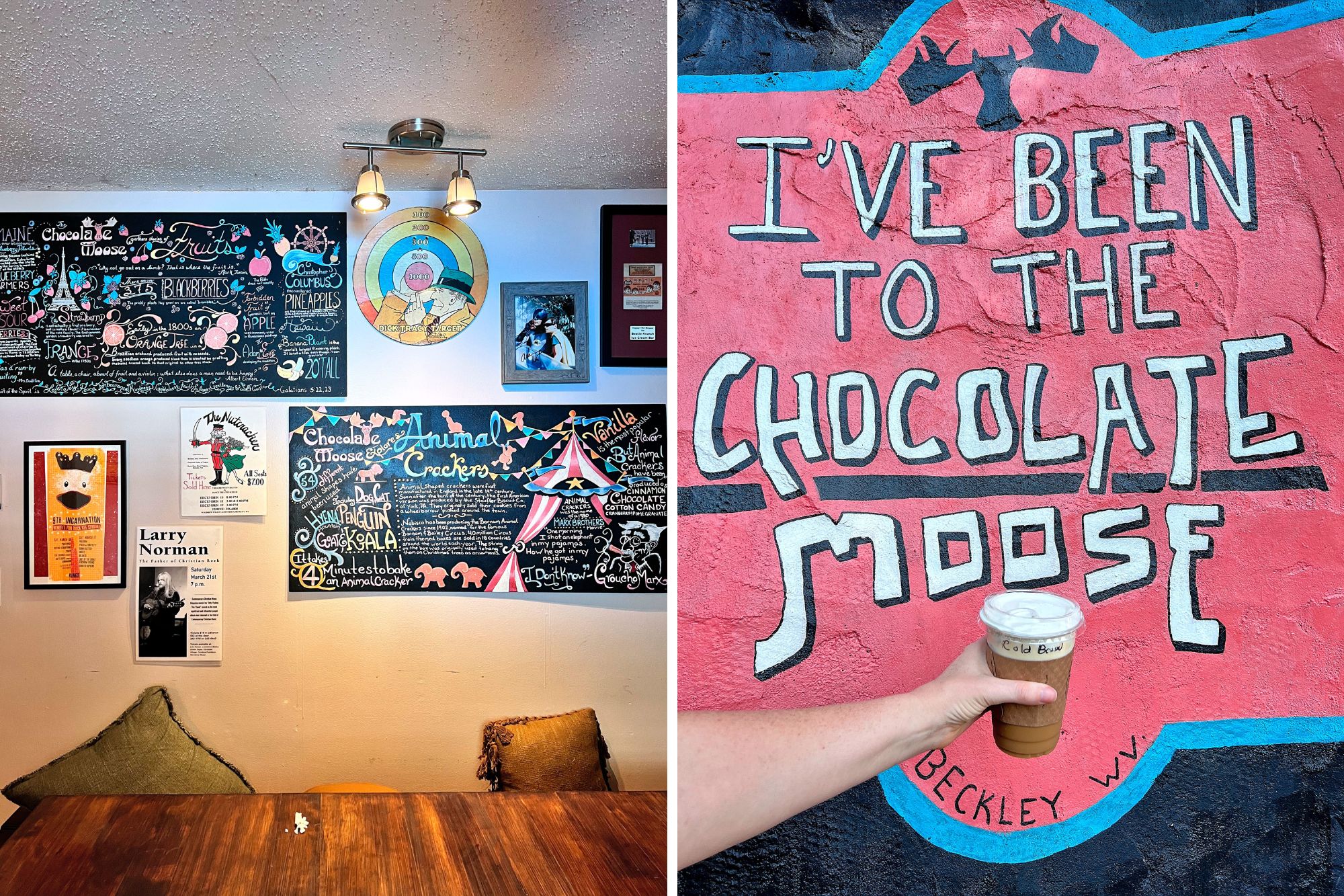 The interior of The Chocolate Moose and a coffee