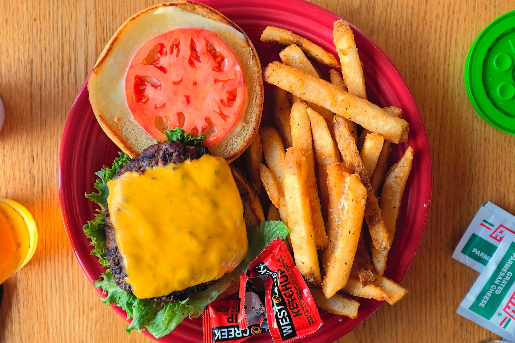 A burger and fries from The Market On Courthouse Square