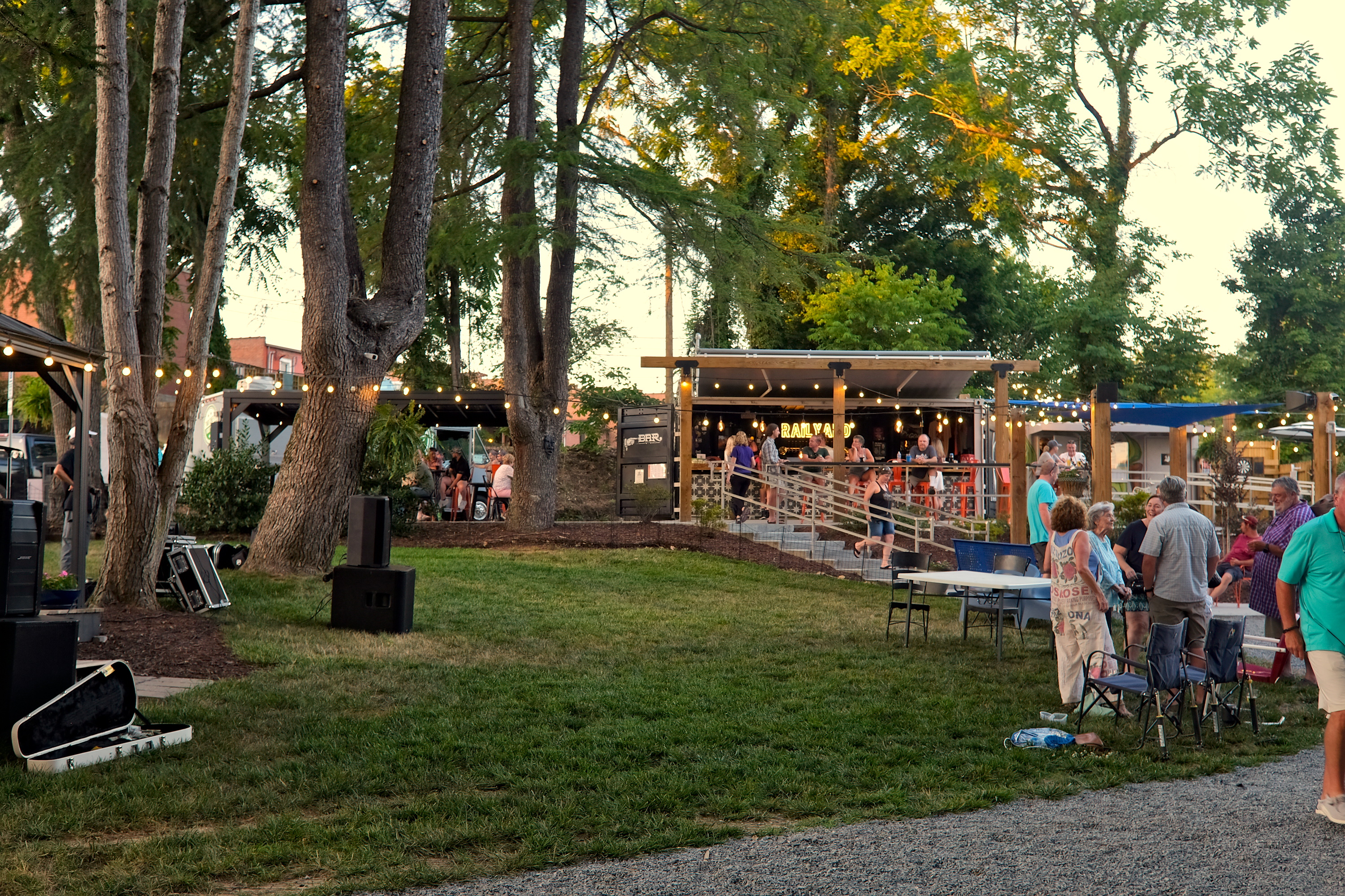 A crowd gathers at the RailYard in Elkin