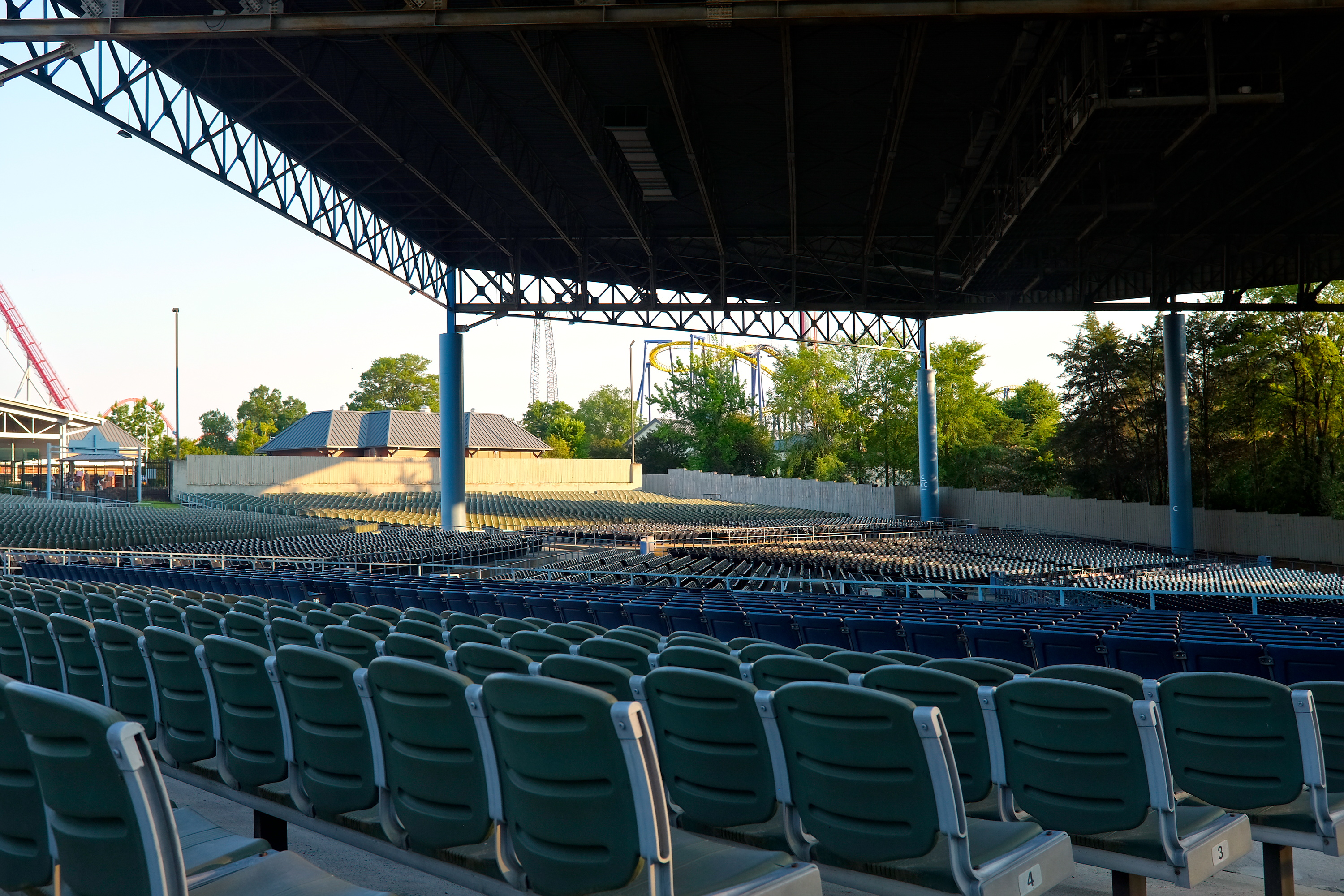 Empty seats at the Palladium at Carowinds