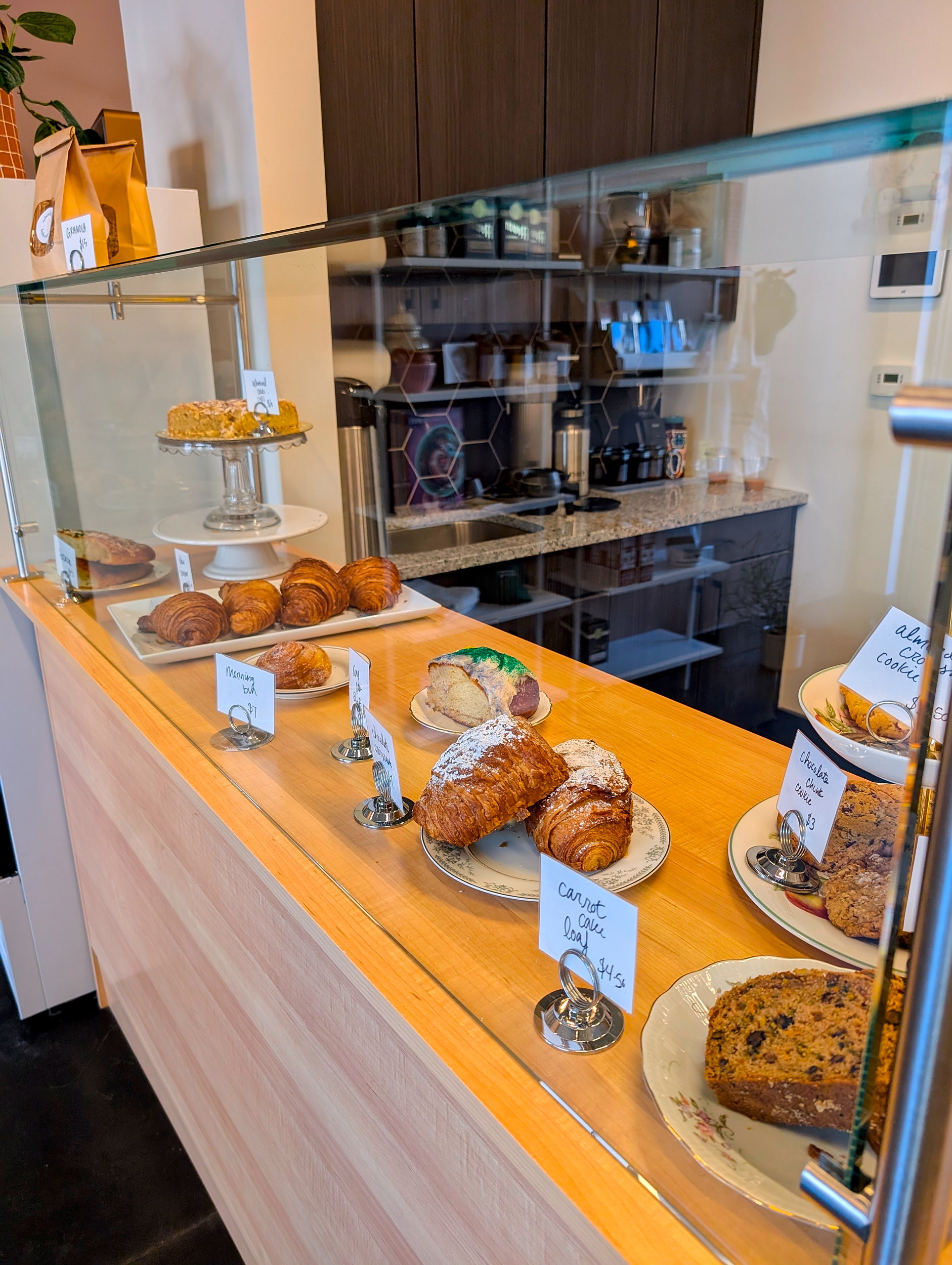 A pastry case at Wheatberry Bakeshop