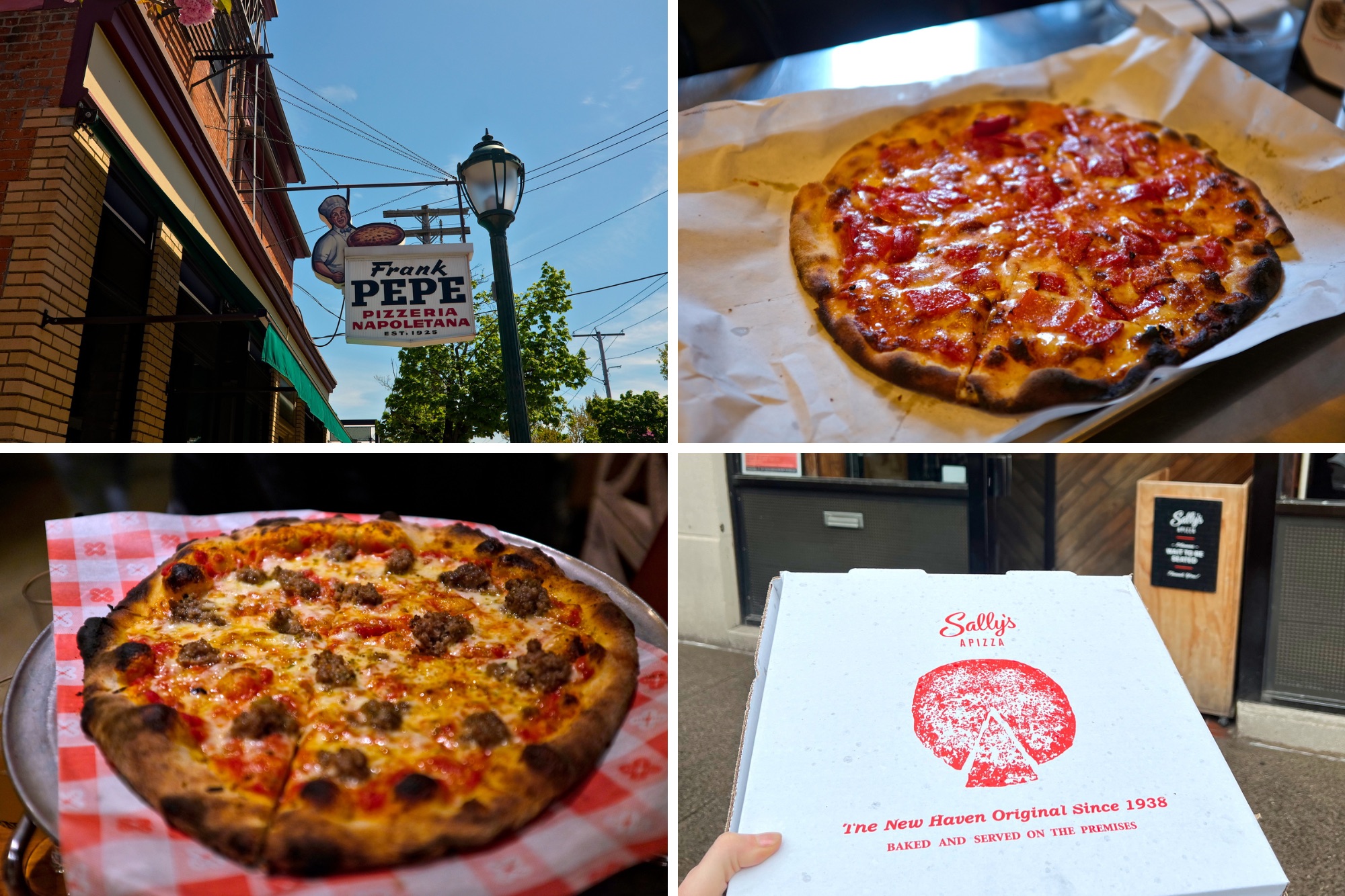 Four images taken at New Haven Pizzerias