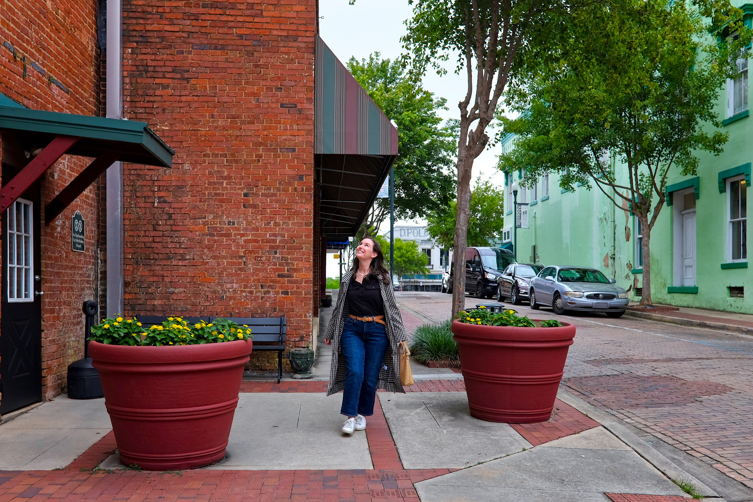 Alyssa walks in downtown Abbeville