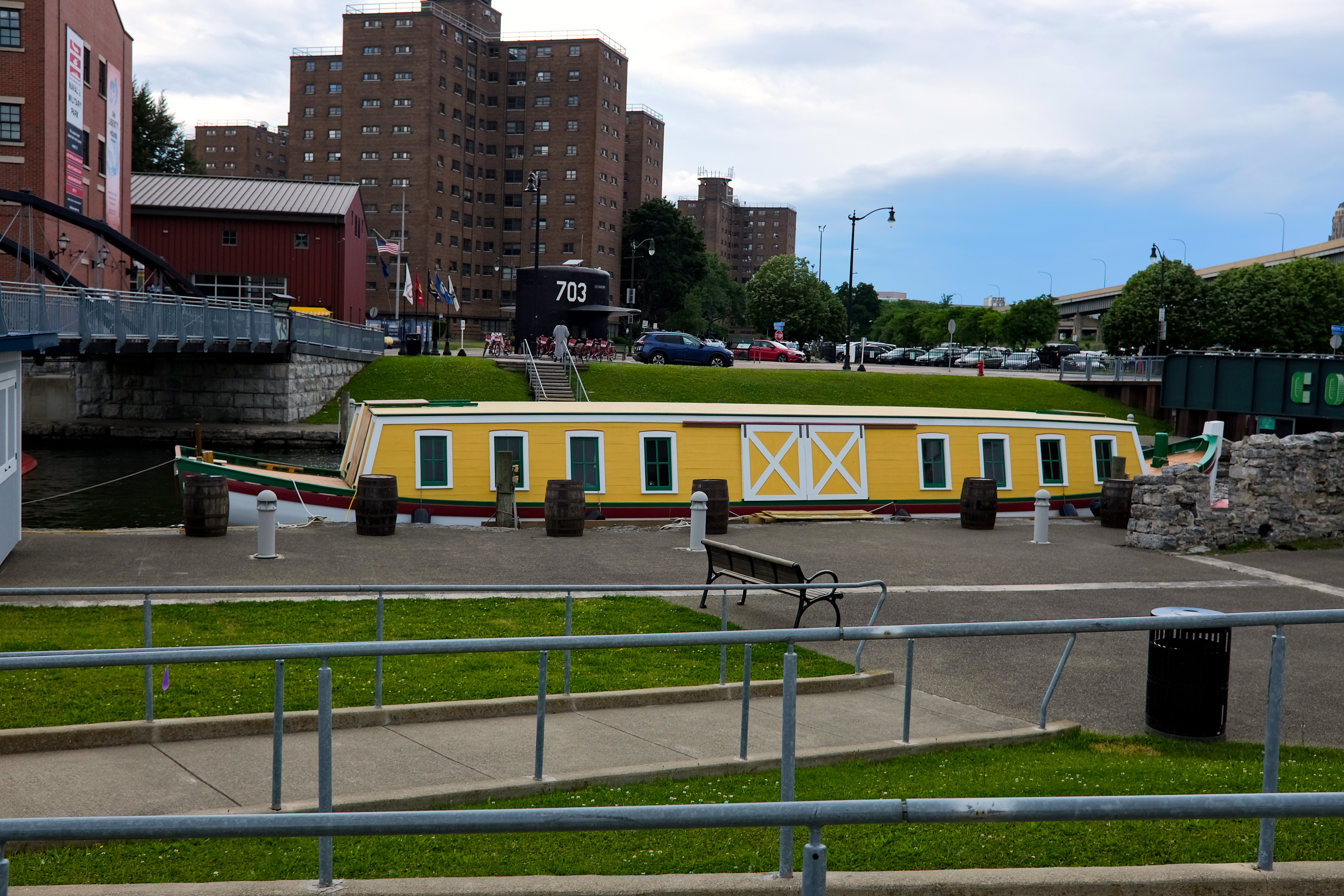 A packet boat at the Erie Canal terminus