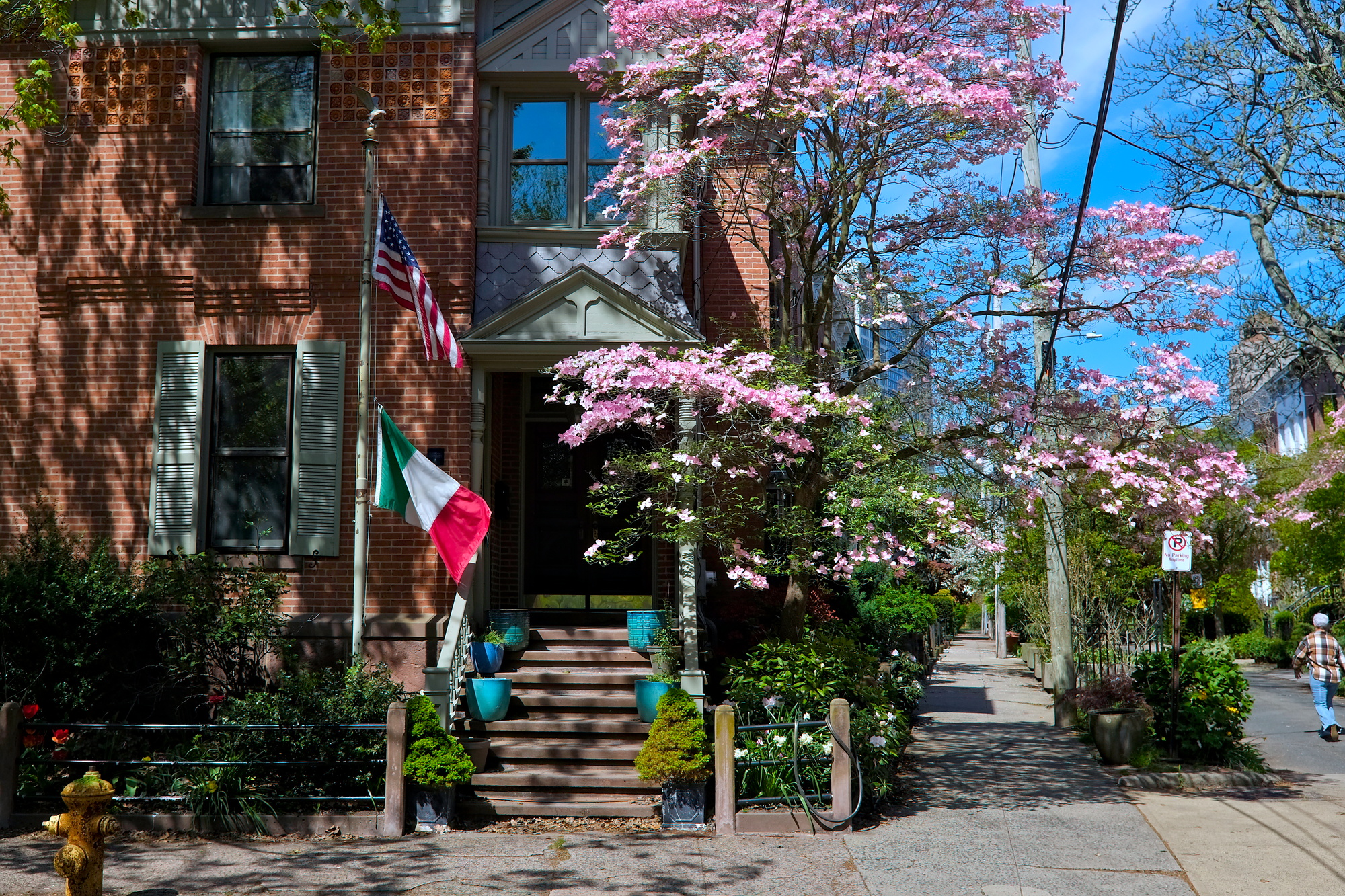 A building with an Italian flag