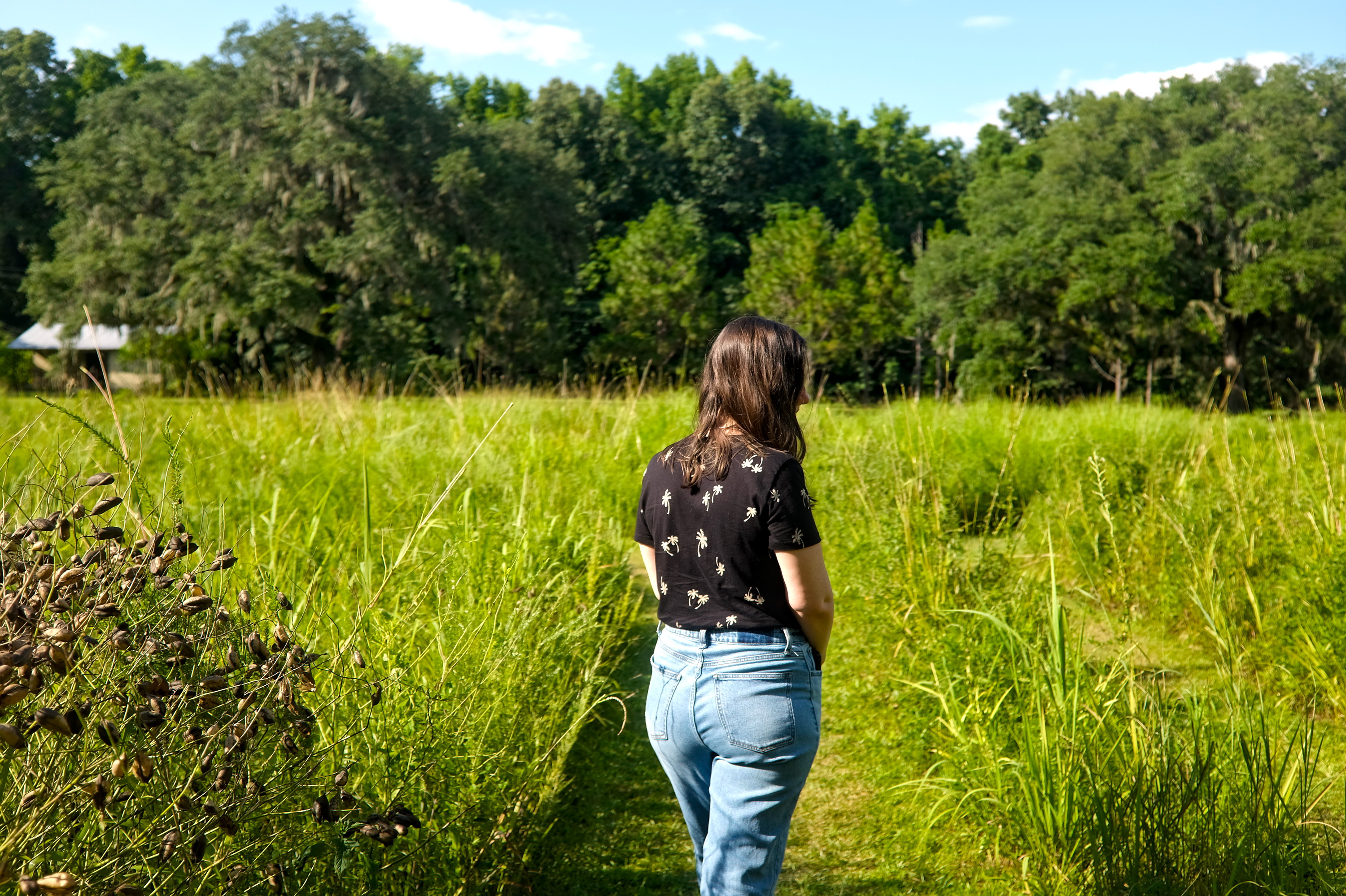 Alyssa walks the labyrinth at Mepkin Abbey