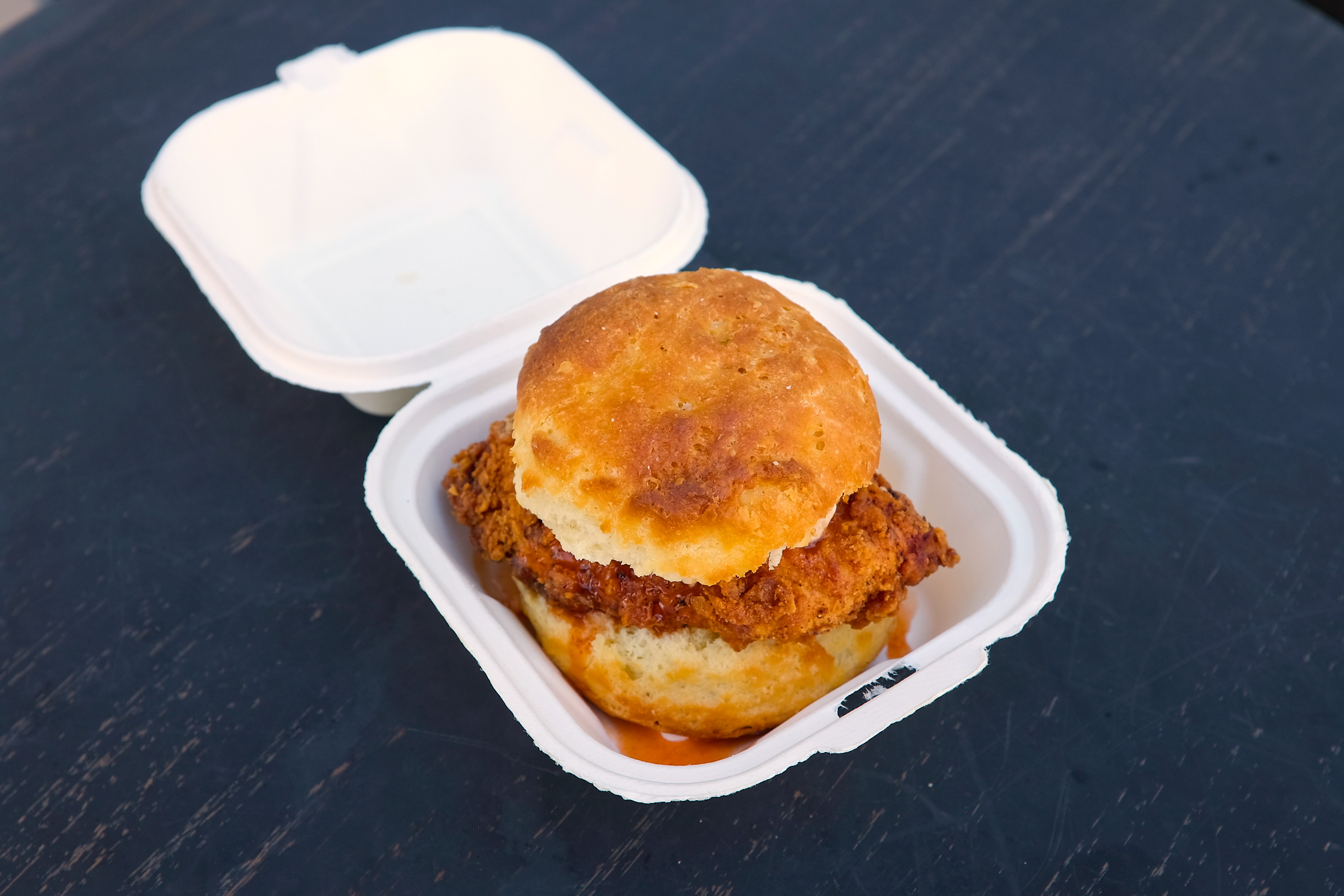 A chicken and pimento cheese biscuit