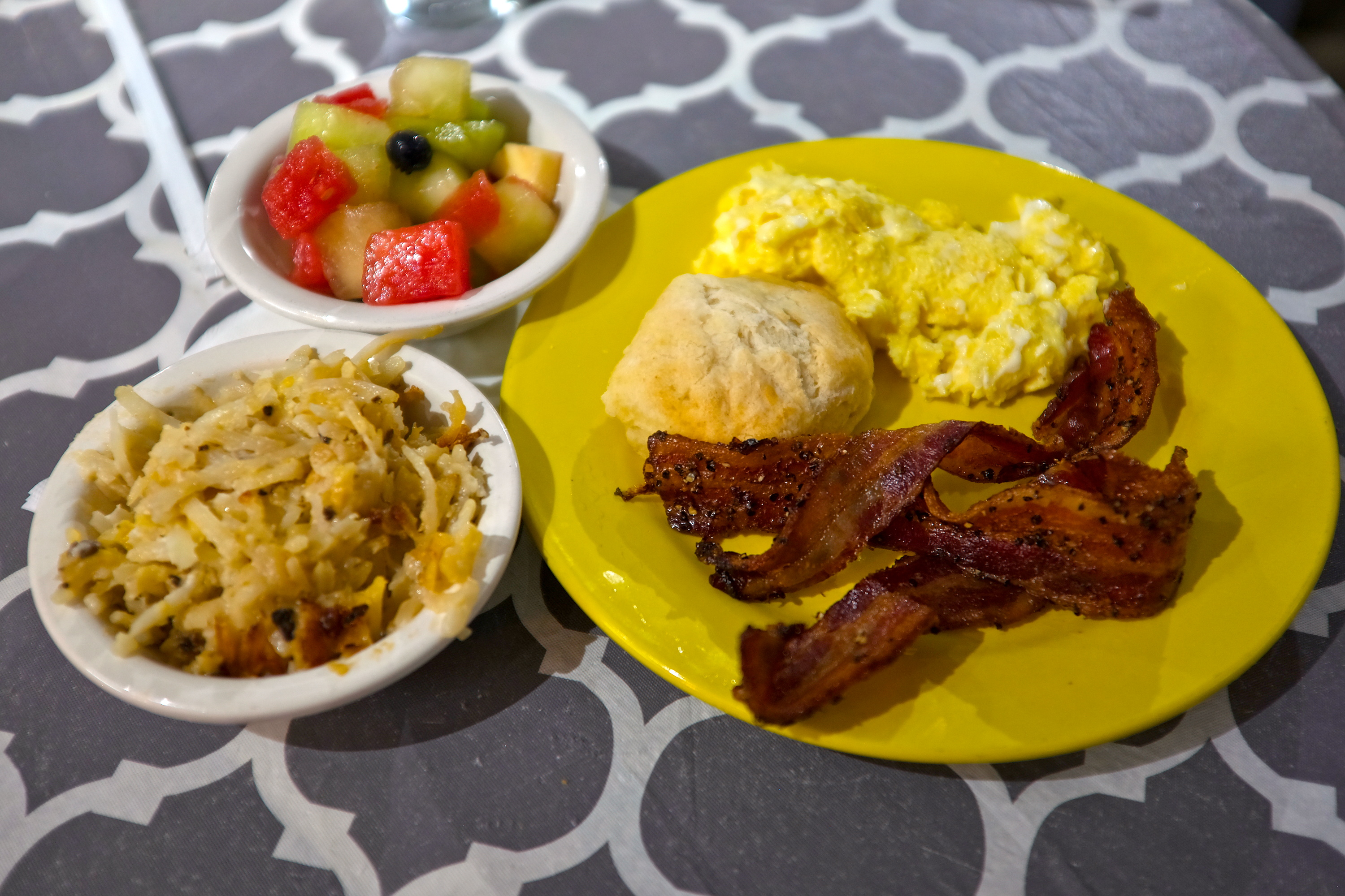 A hearty breakfast plate at The Yellow Door Café