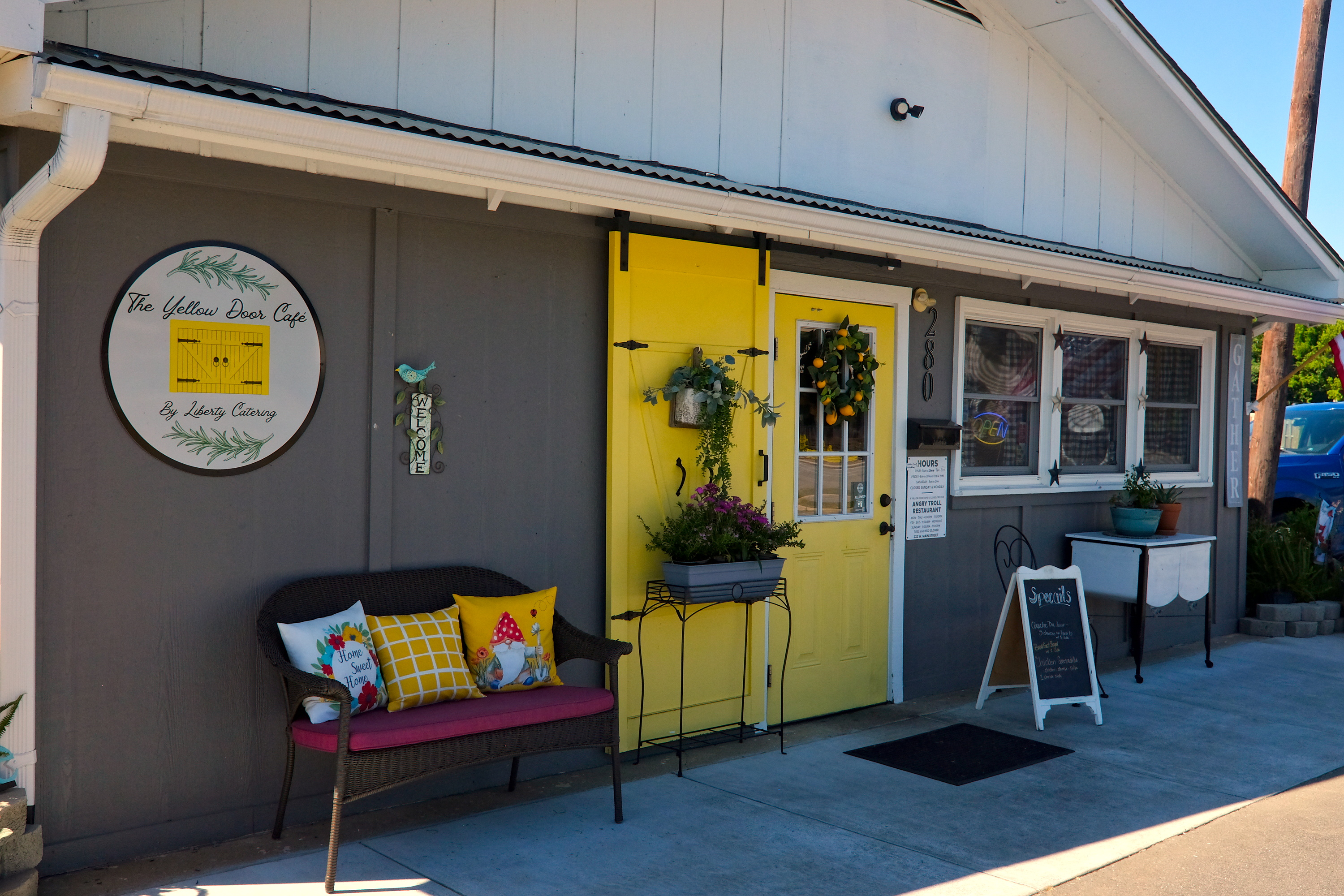 Exterior of The Yellow Door Café