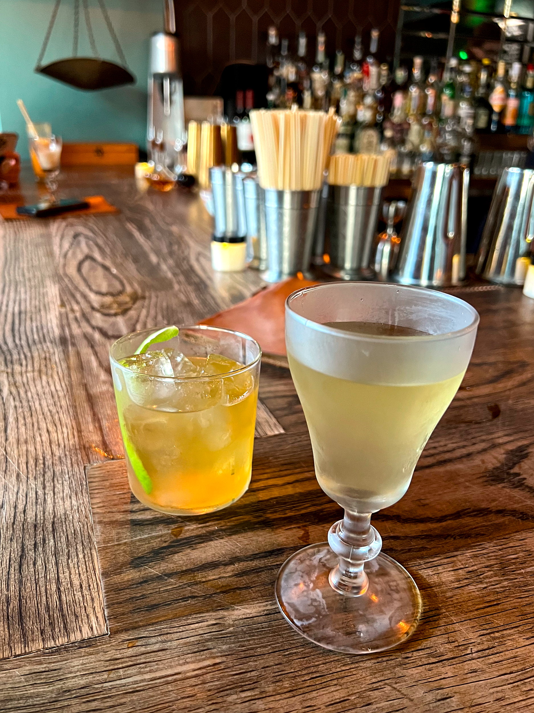 Two cocktails at Dalila's, one of many Charleston bars