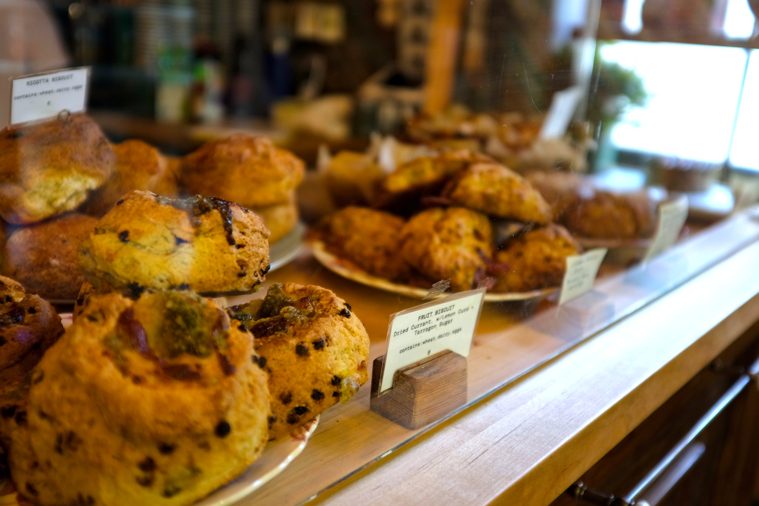 A pastry case at Harken Cafe