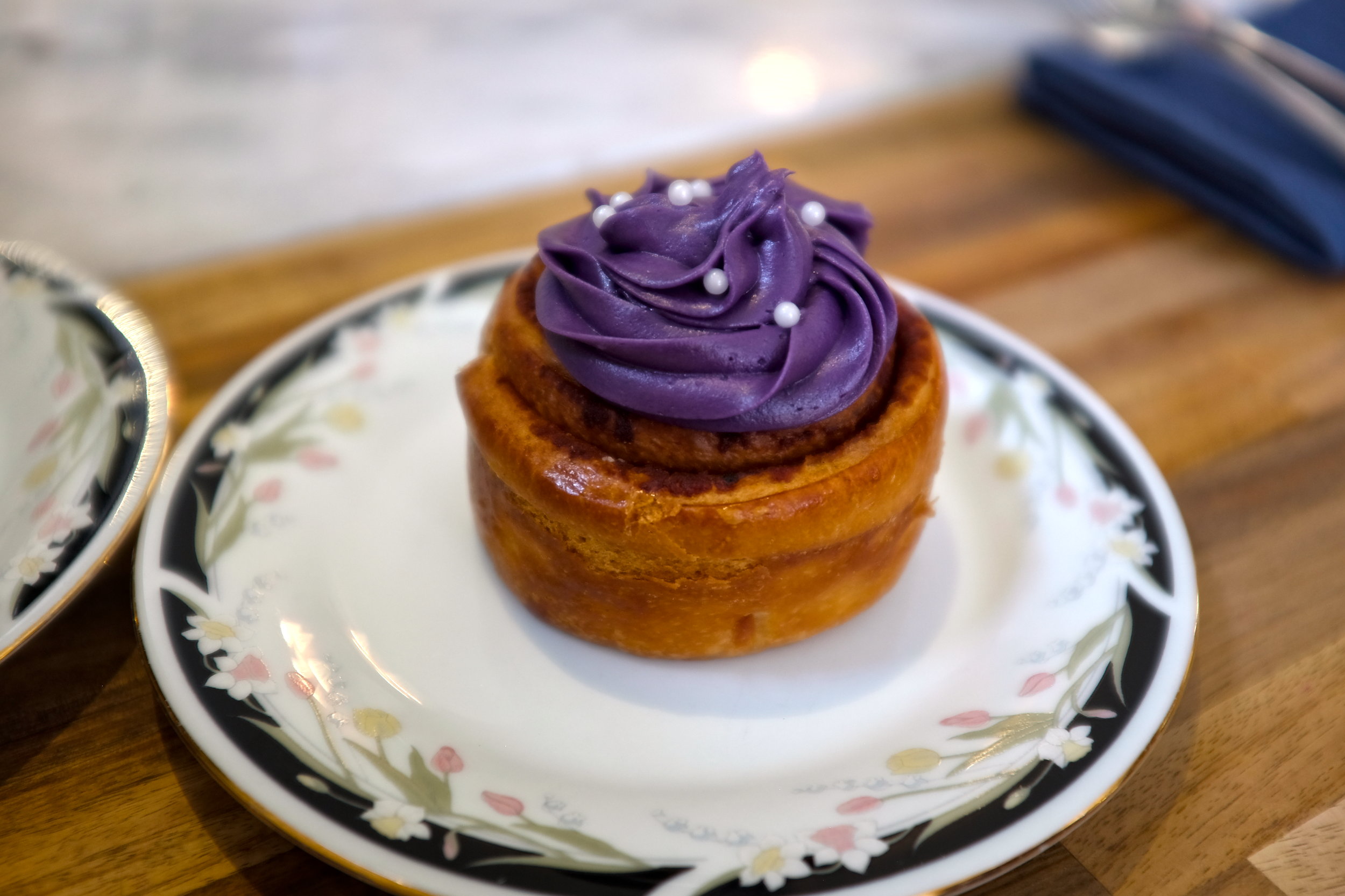 An ube cinnamon roll at Kultura