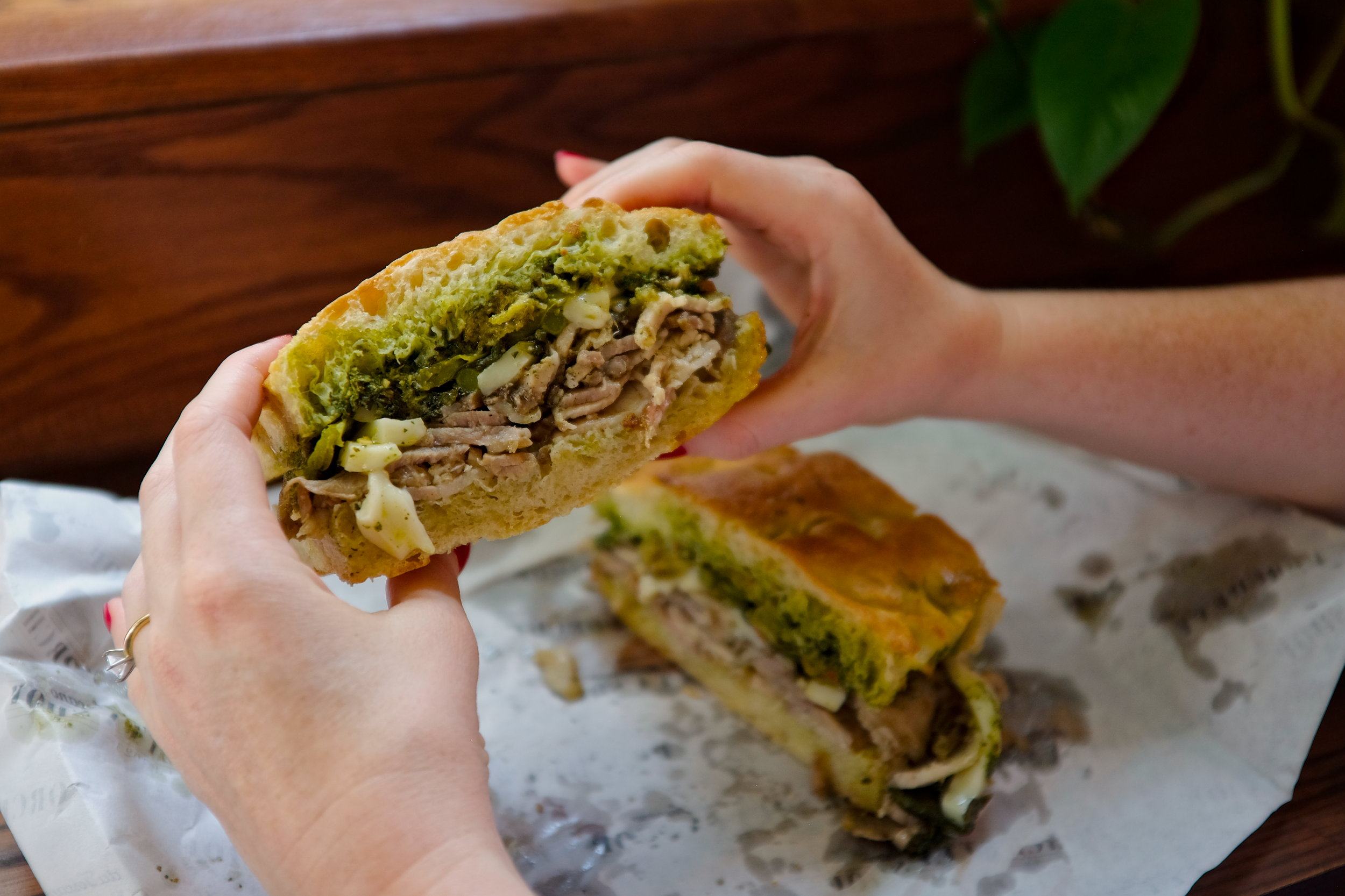 A porchetta sandwich at Porchetta Shop