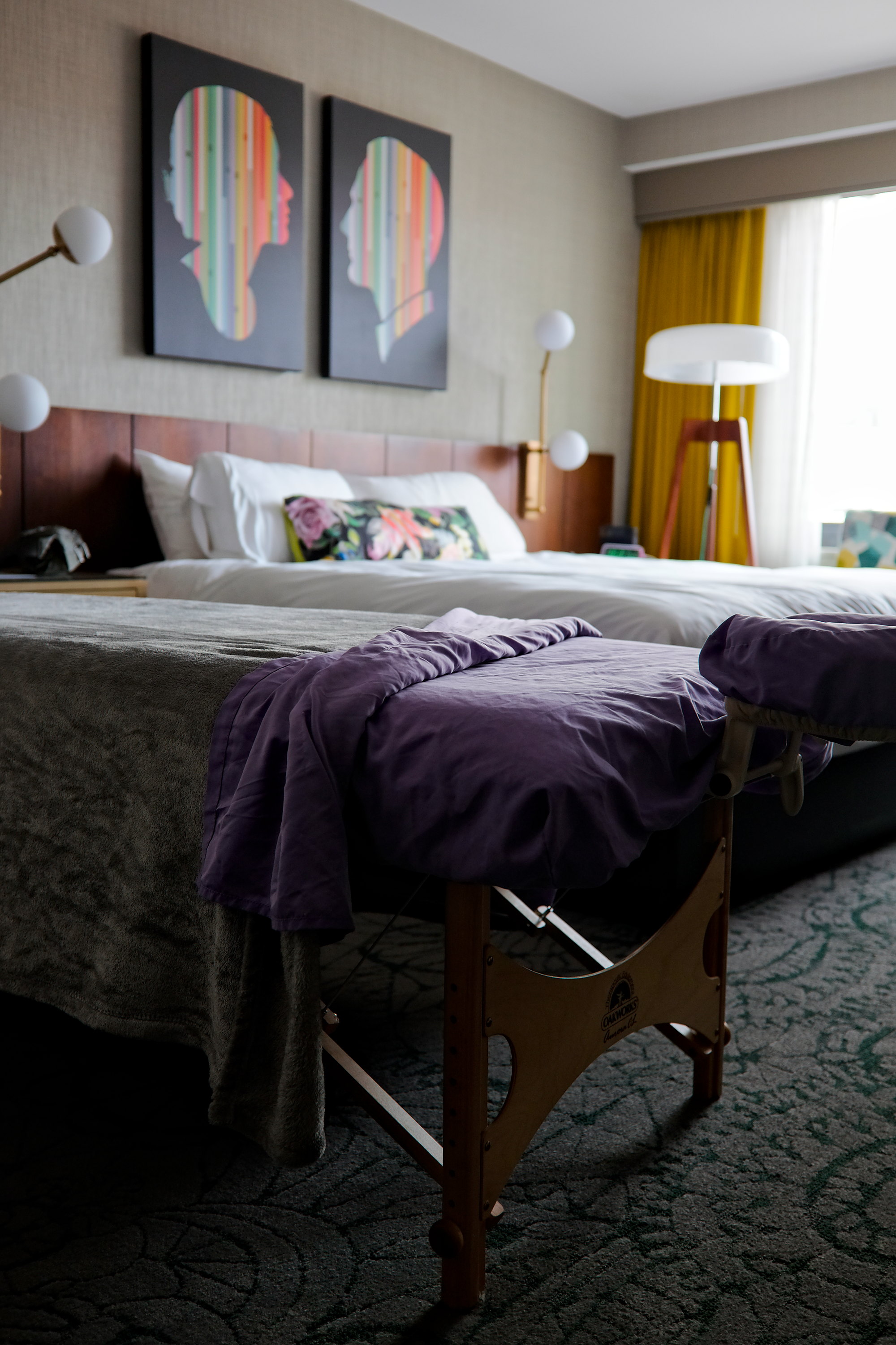 A massage table in a Washington, D.C. hotel room