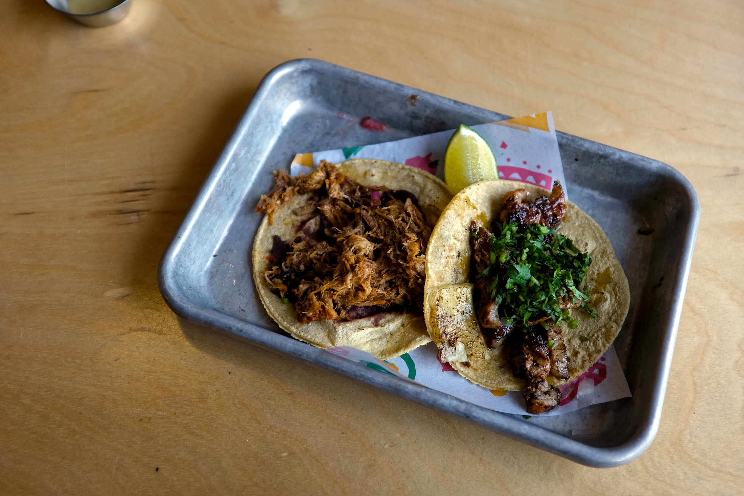 A tray of tacos at a DC taqueria