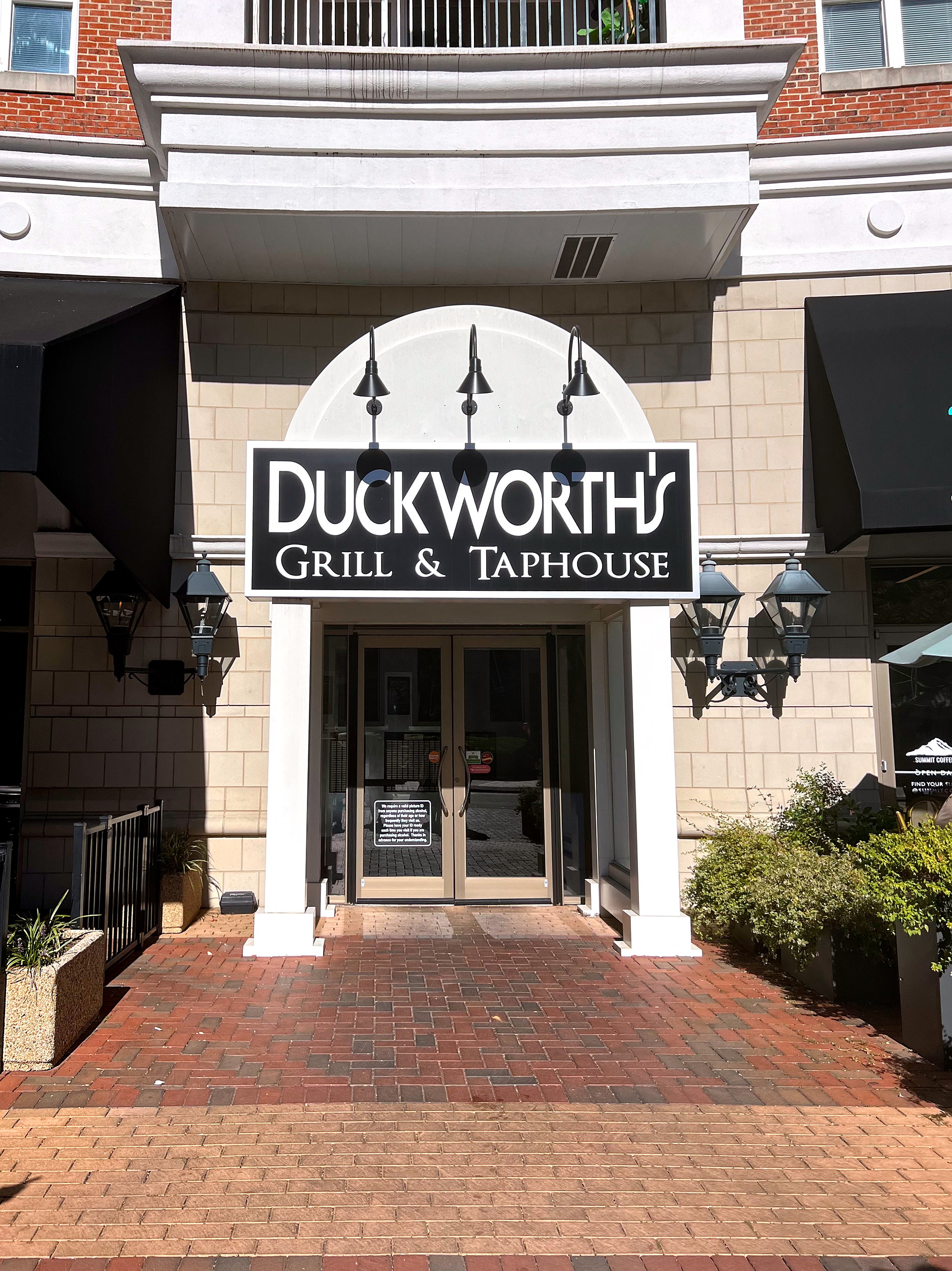 The entrance to Duckworth's Grill & Taphouse