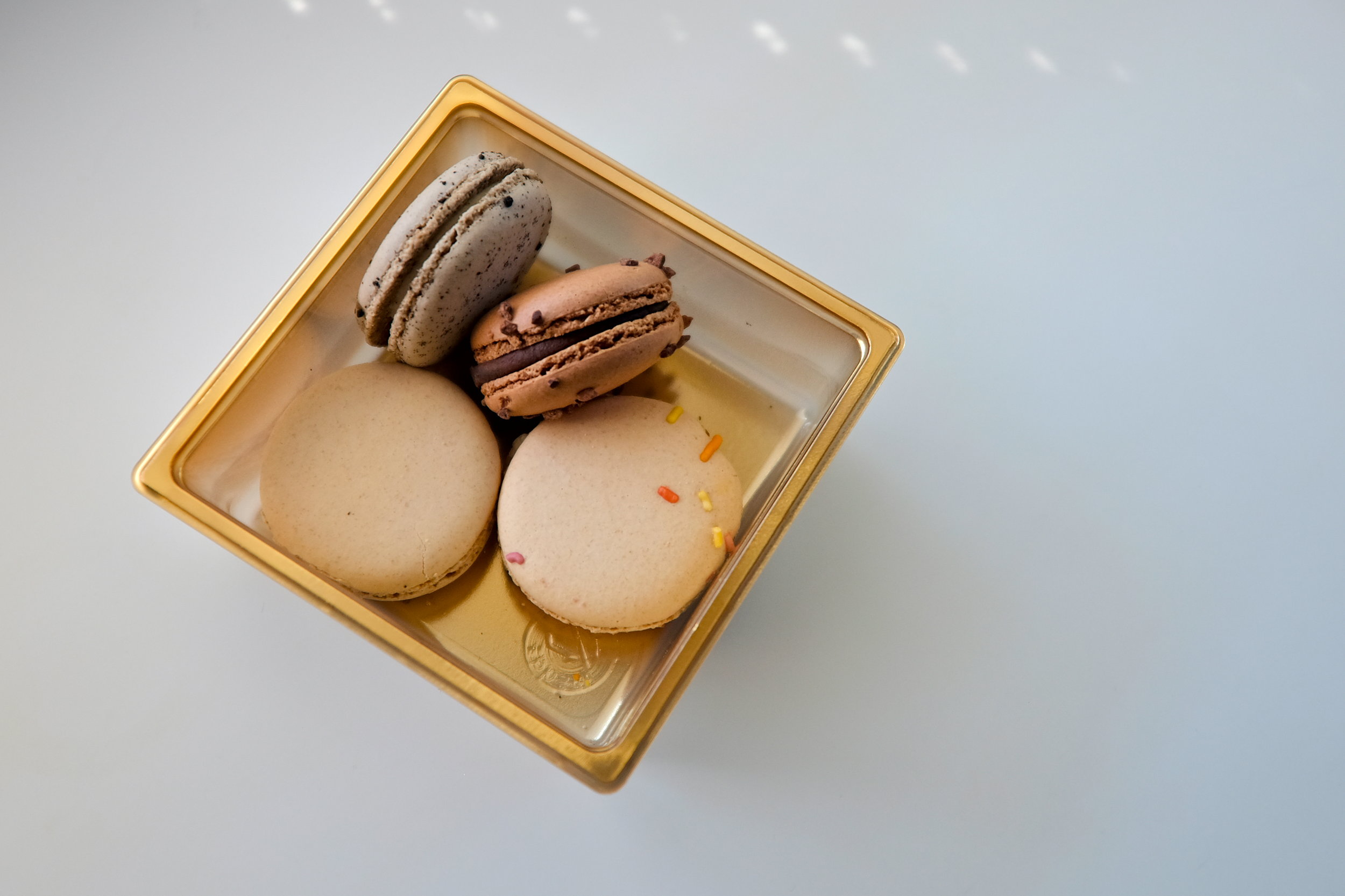 A tray of macarons at Tous les Jours