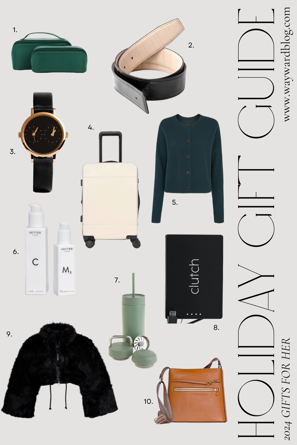 A collage of all items in the 2024 travel gift guide for her