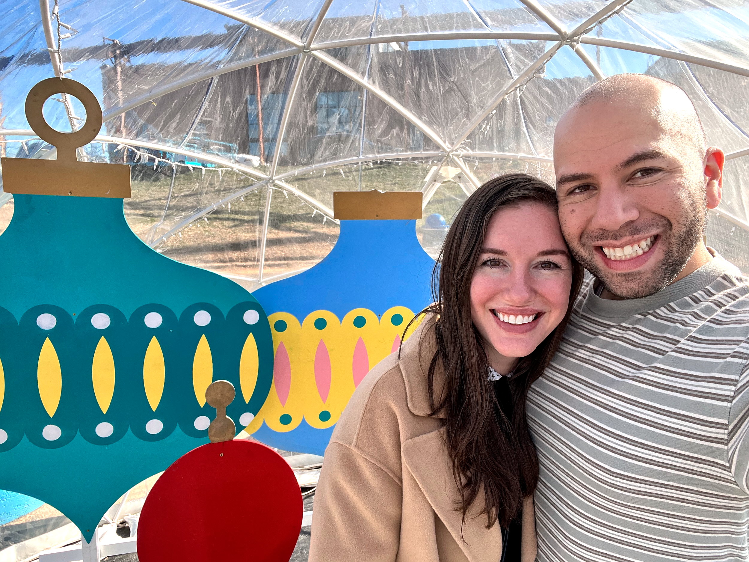 Alyssa and Michael in an igloo at Camp North End