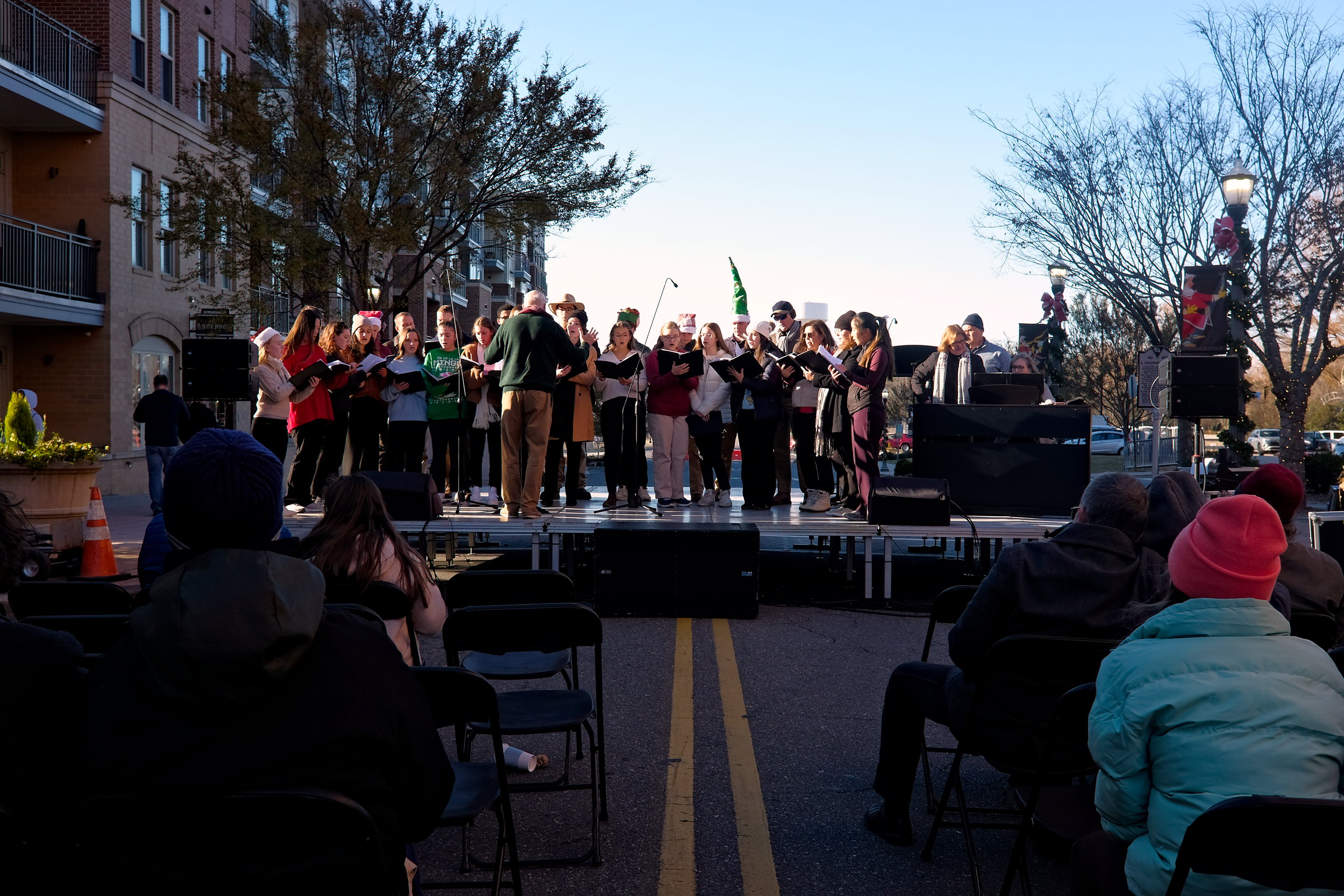 A chorus group performing