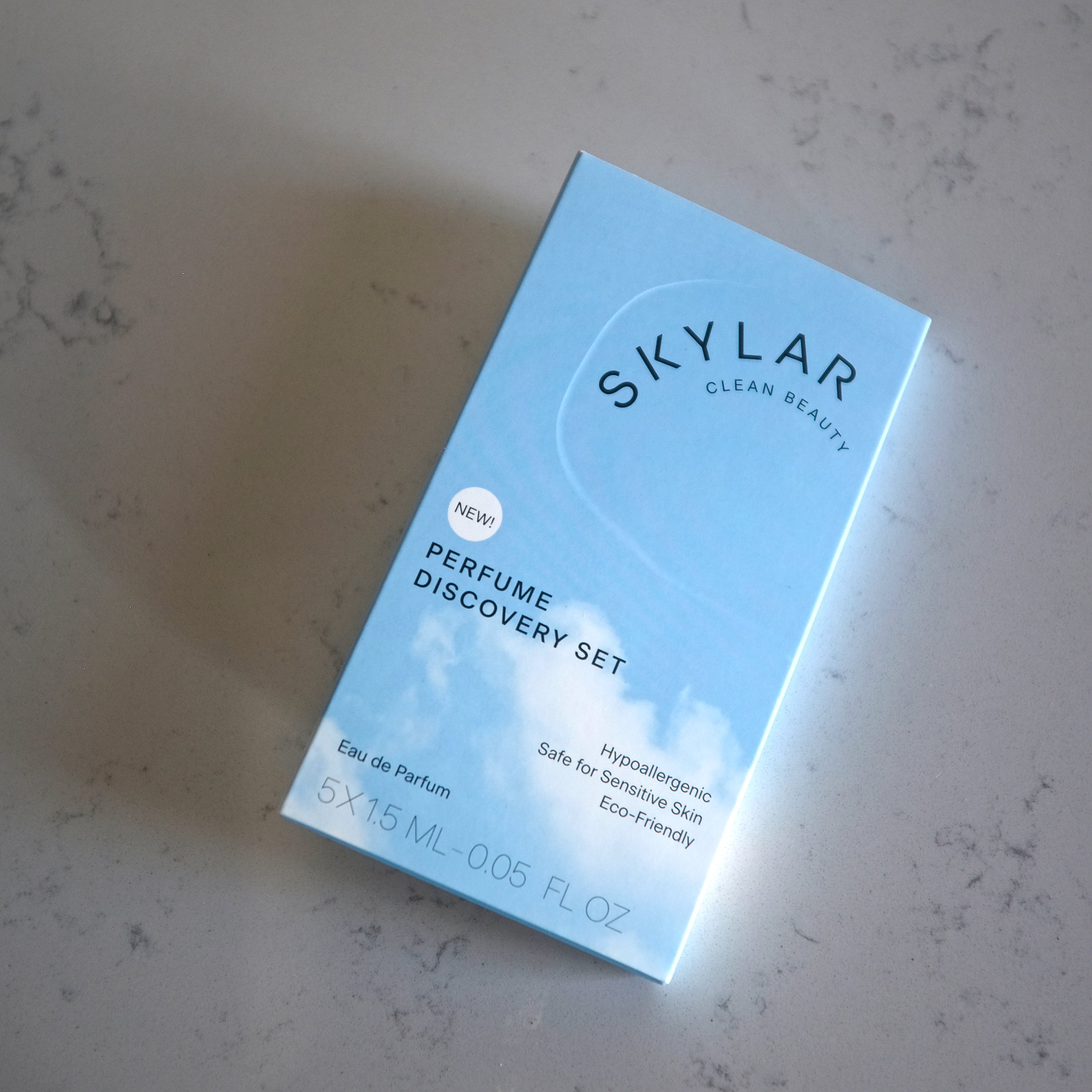 The Skylar Discovery Set box on a marble counter