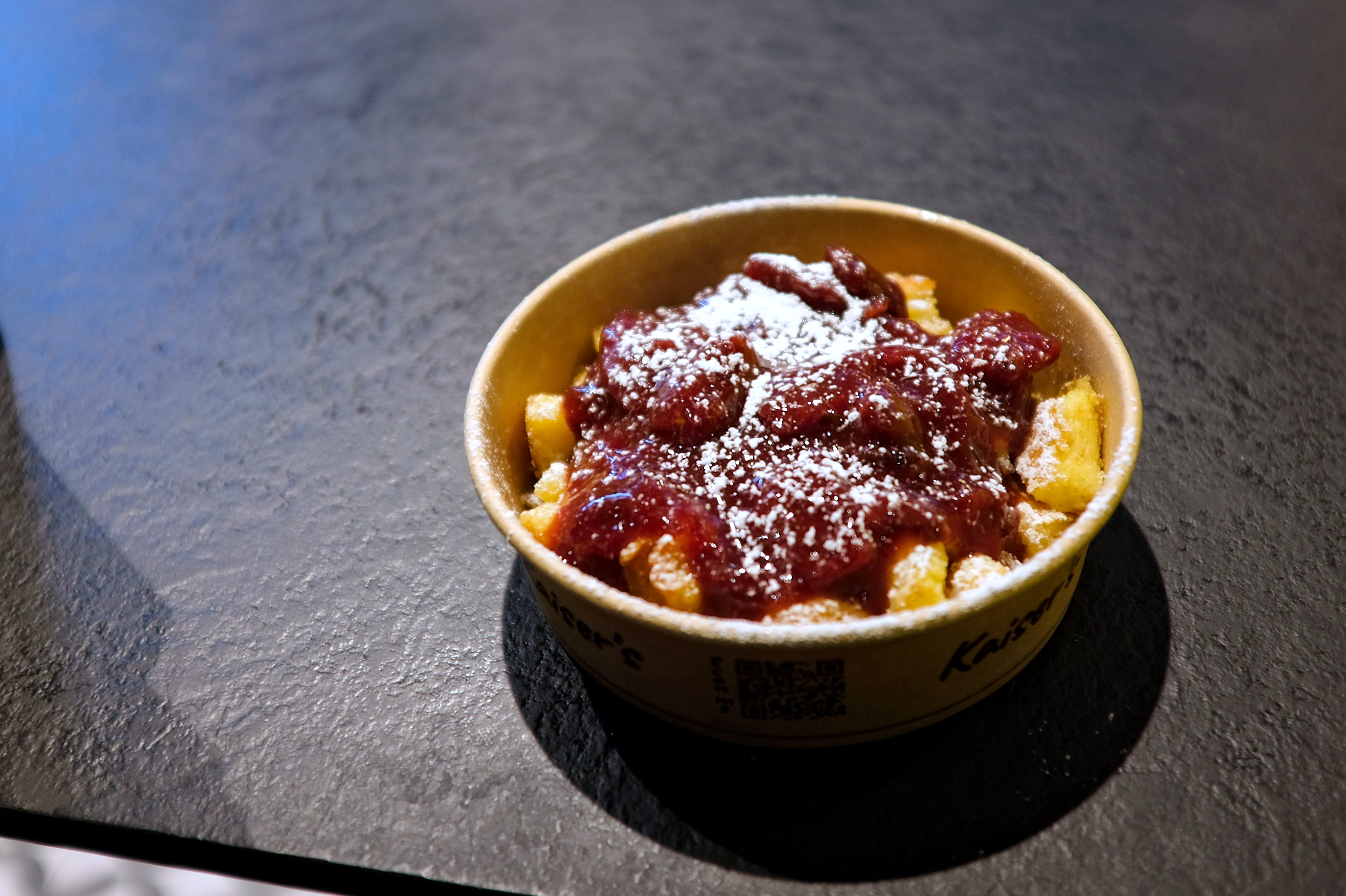 A cup of kaiserschmarrn from Kaiser's – Kaiser'schmarrn