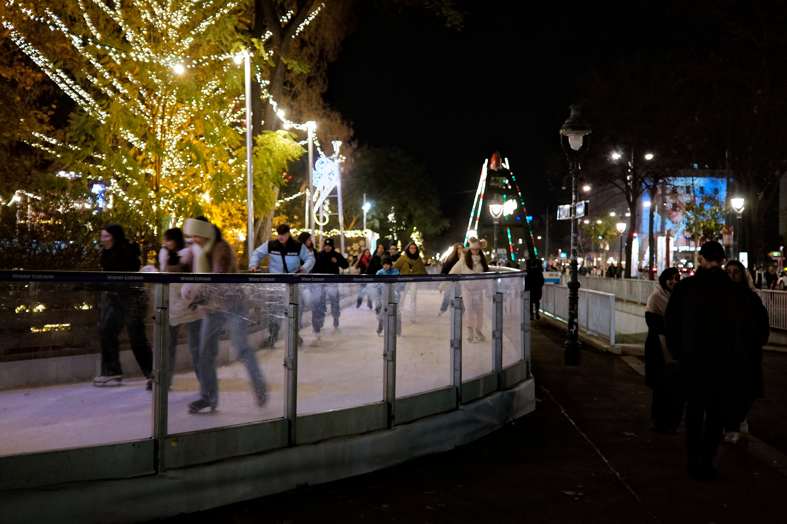 People ice skate at Wiener Christkindlmarkt