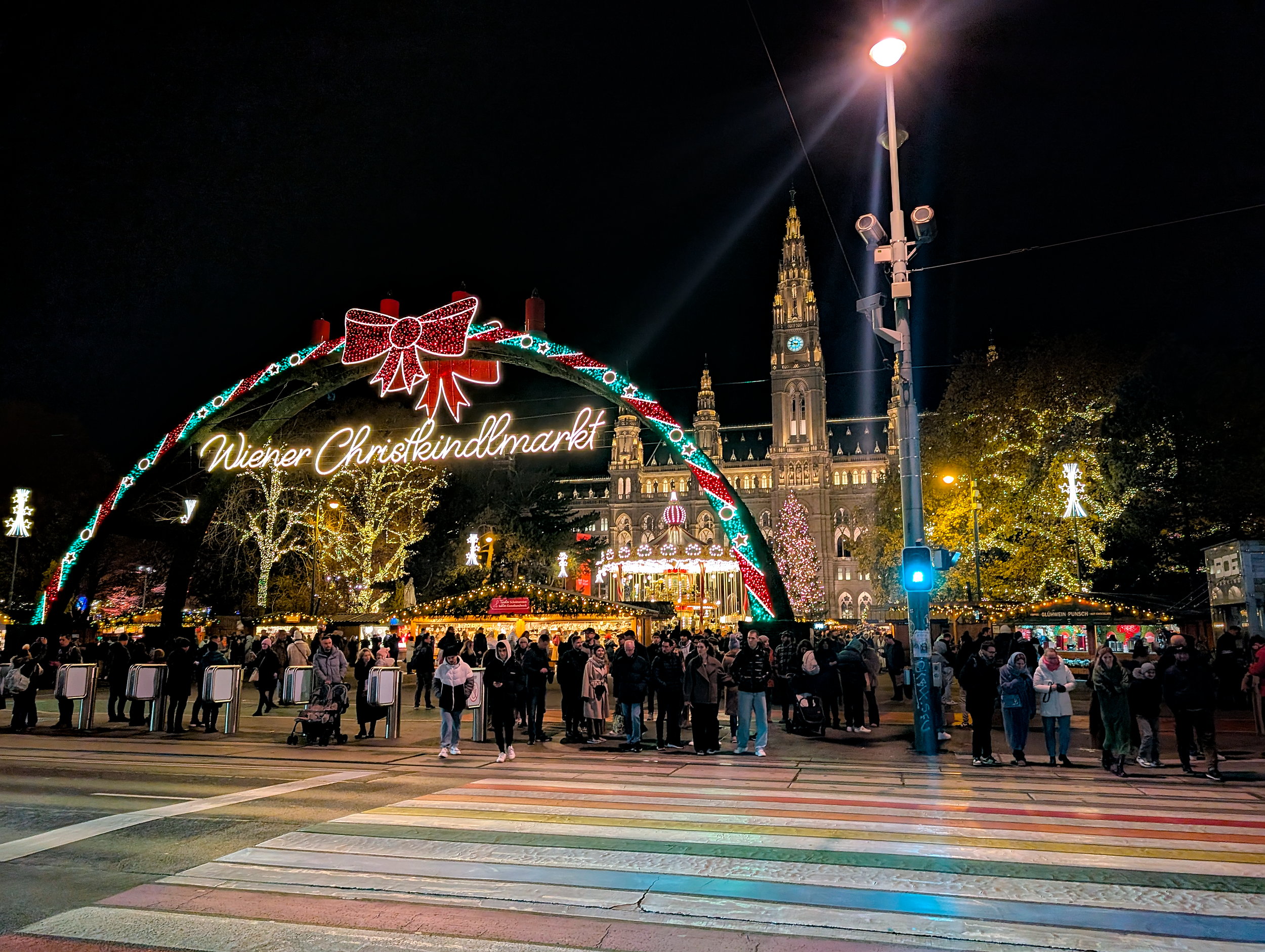 The Wiener Christkindlmarkt at Rathausplatz from across the street