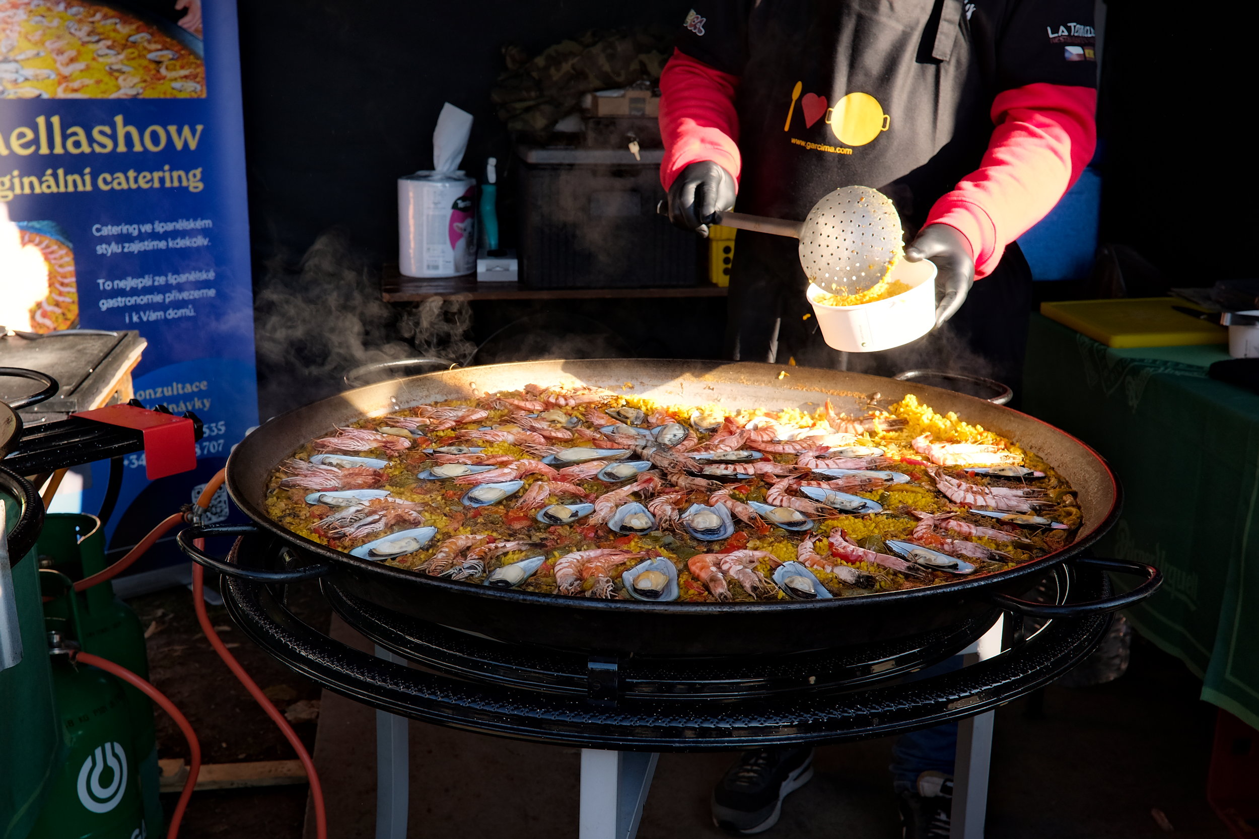 A paella stand at Kulatak Street Market