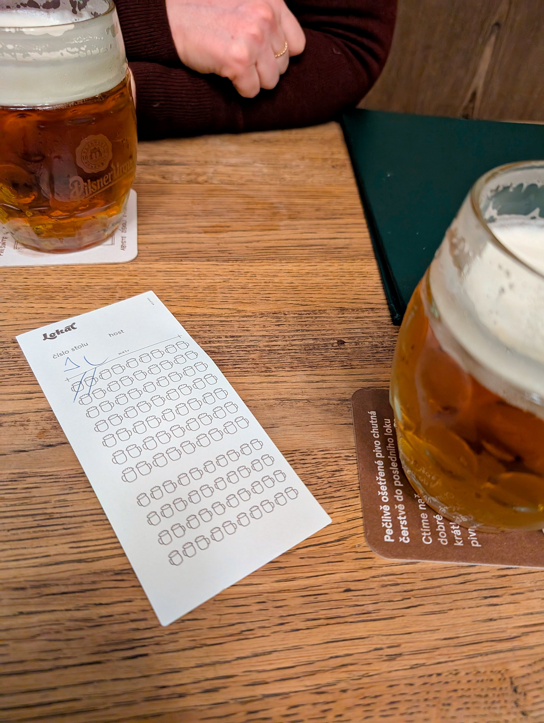 A paper marking the number of beers at Lokál