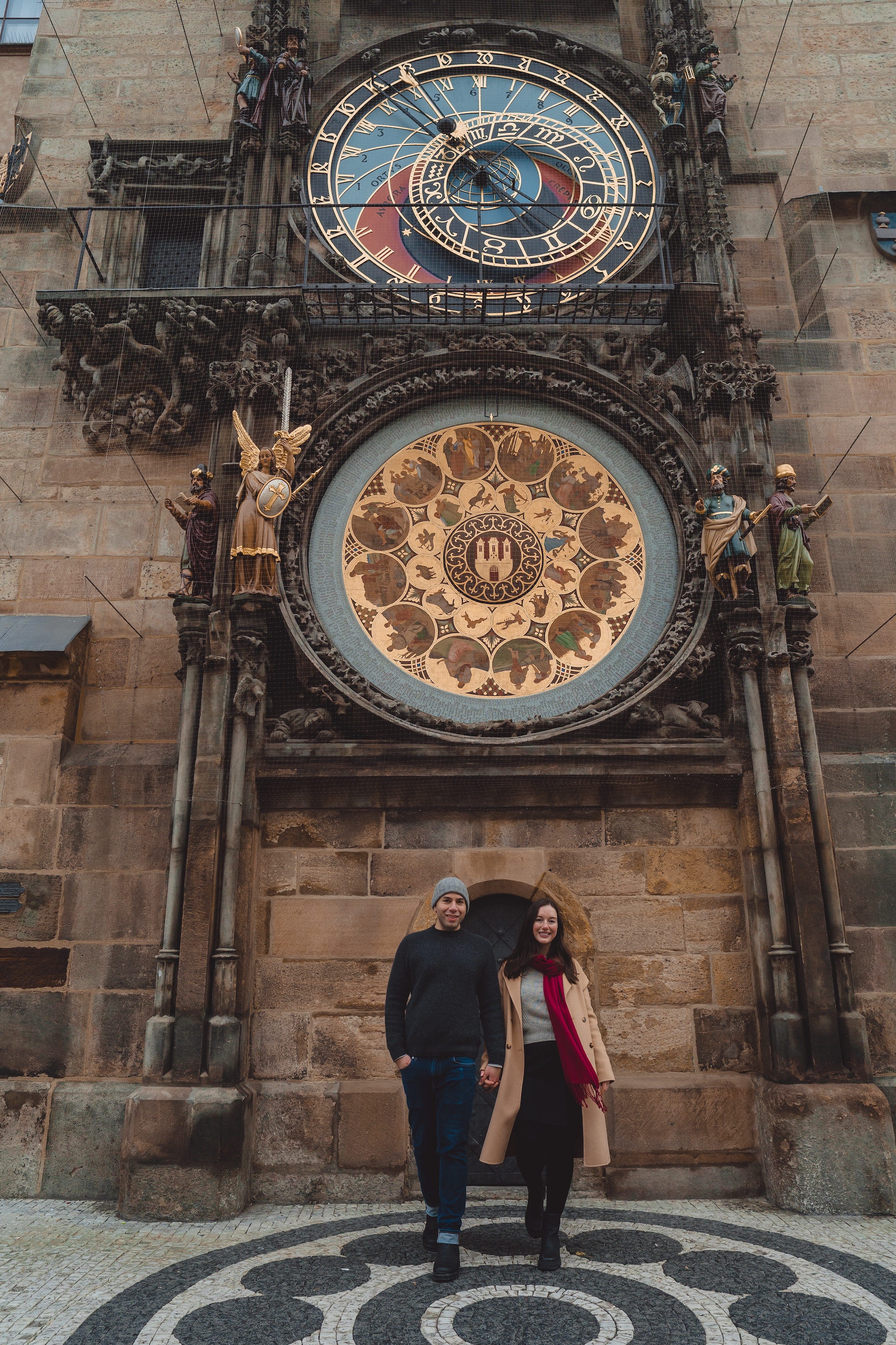 Alyssa and Michael in front of the Prague Astronomical Clock 