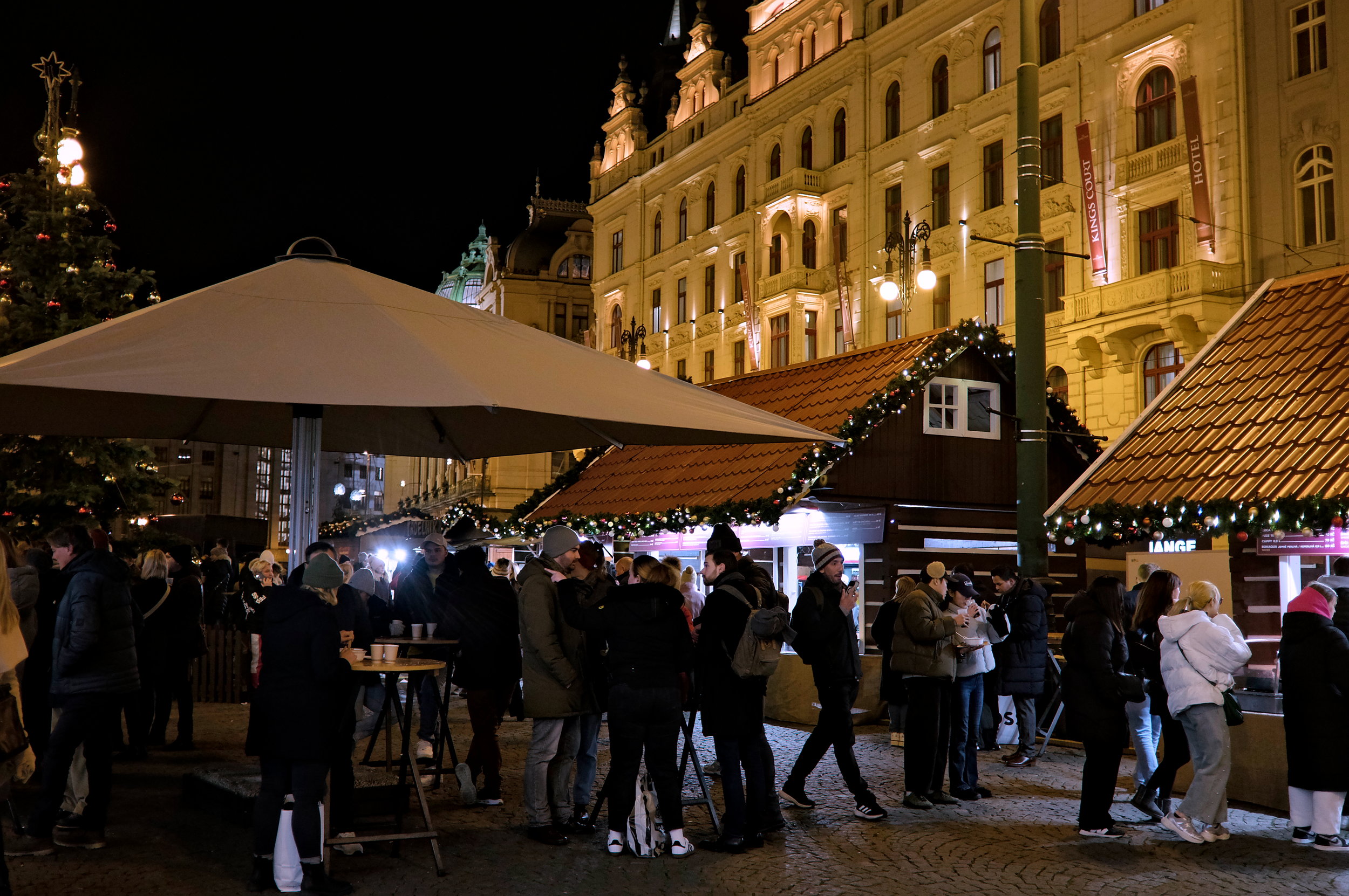 A crowd at one of Prague's Christmas markets