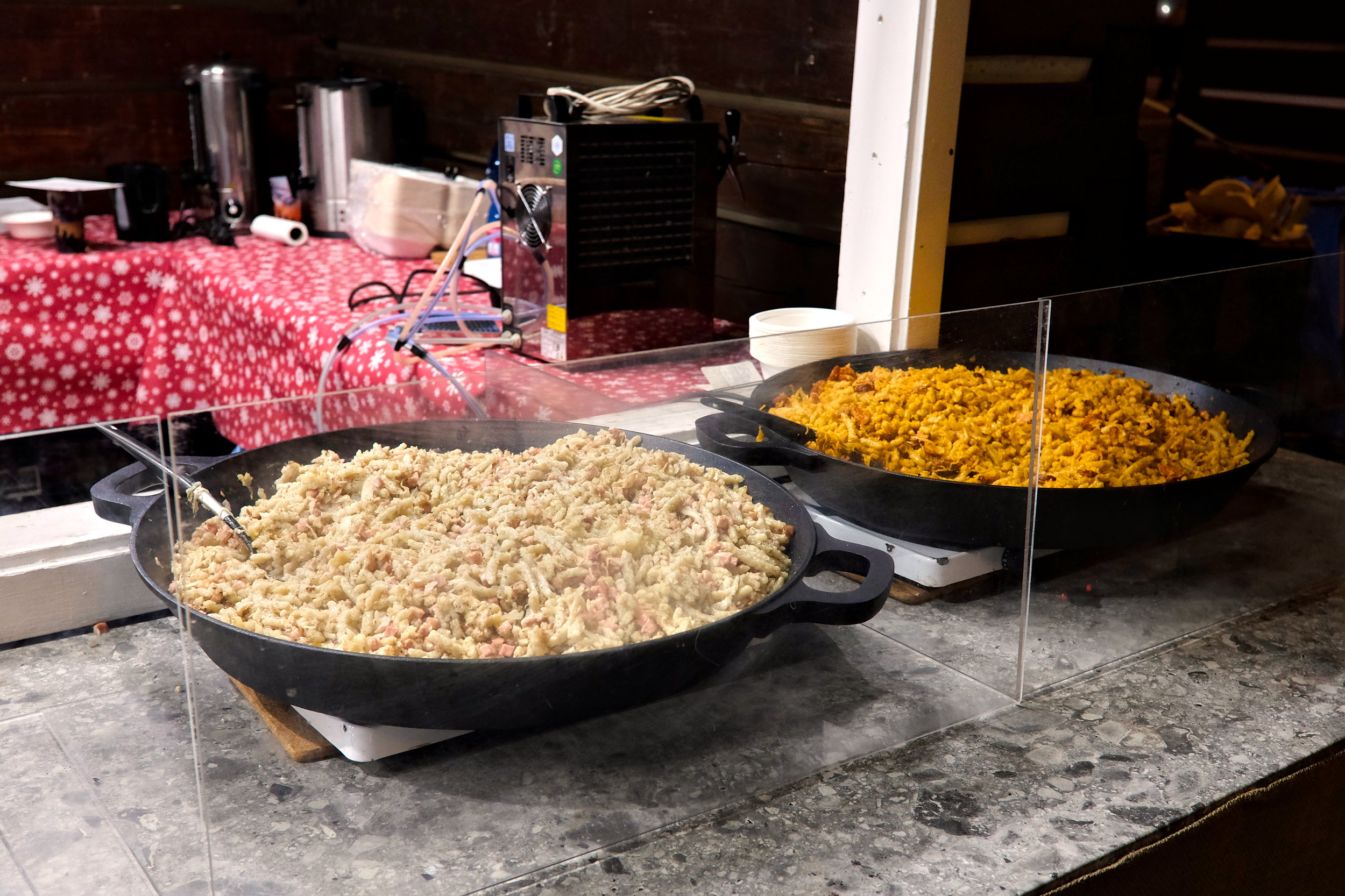 Spatzle at a Prague Christmas market