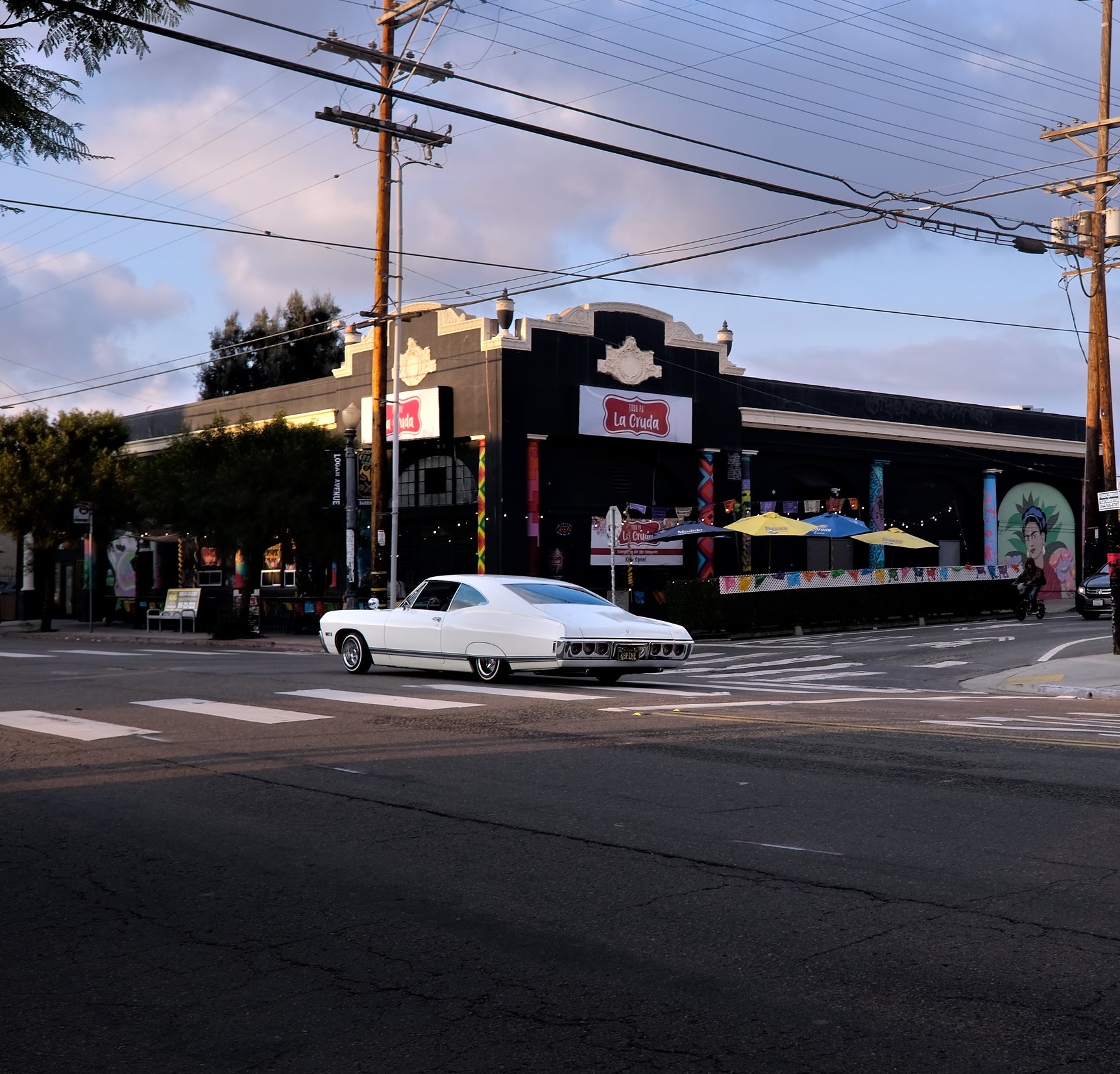 A car drives through Barrio Logan